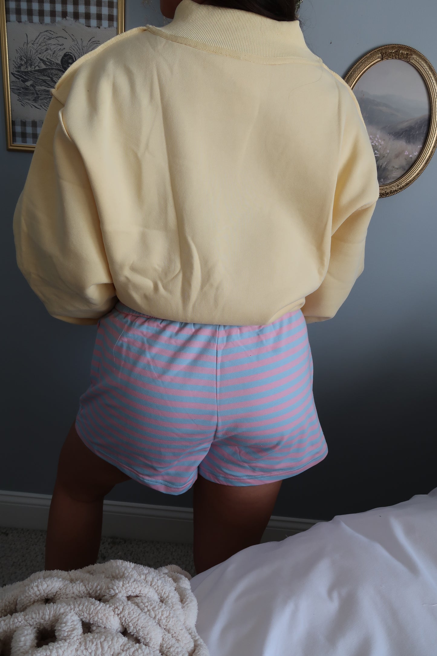 Brook Striped Knit Shorts - Pink/Blue