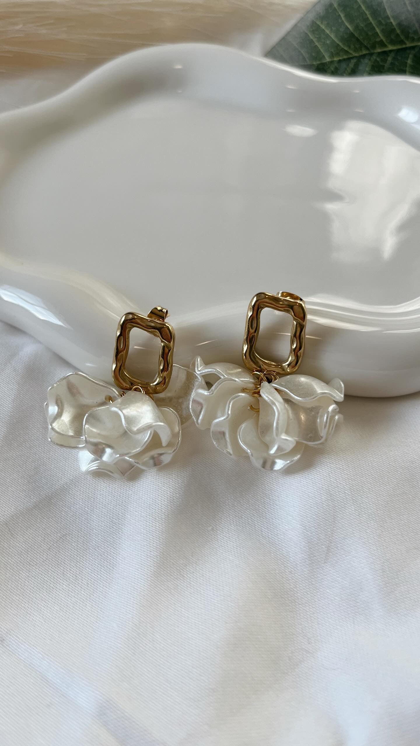 Brittany Hexagon Petal Drops - 18k Gold Plated