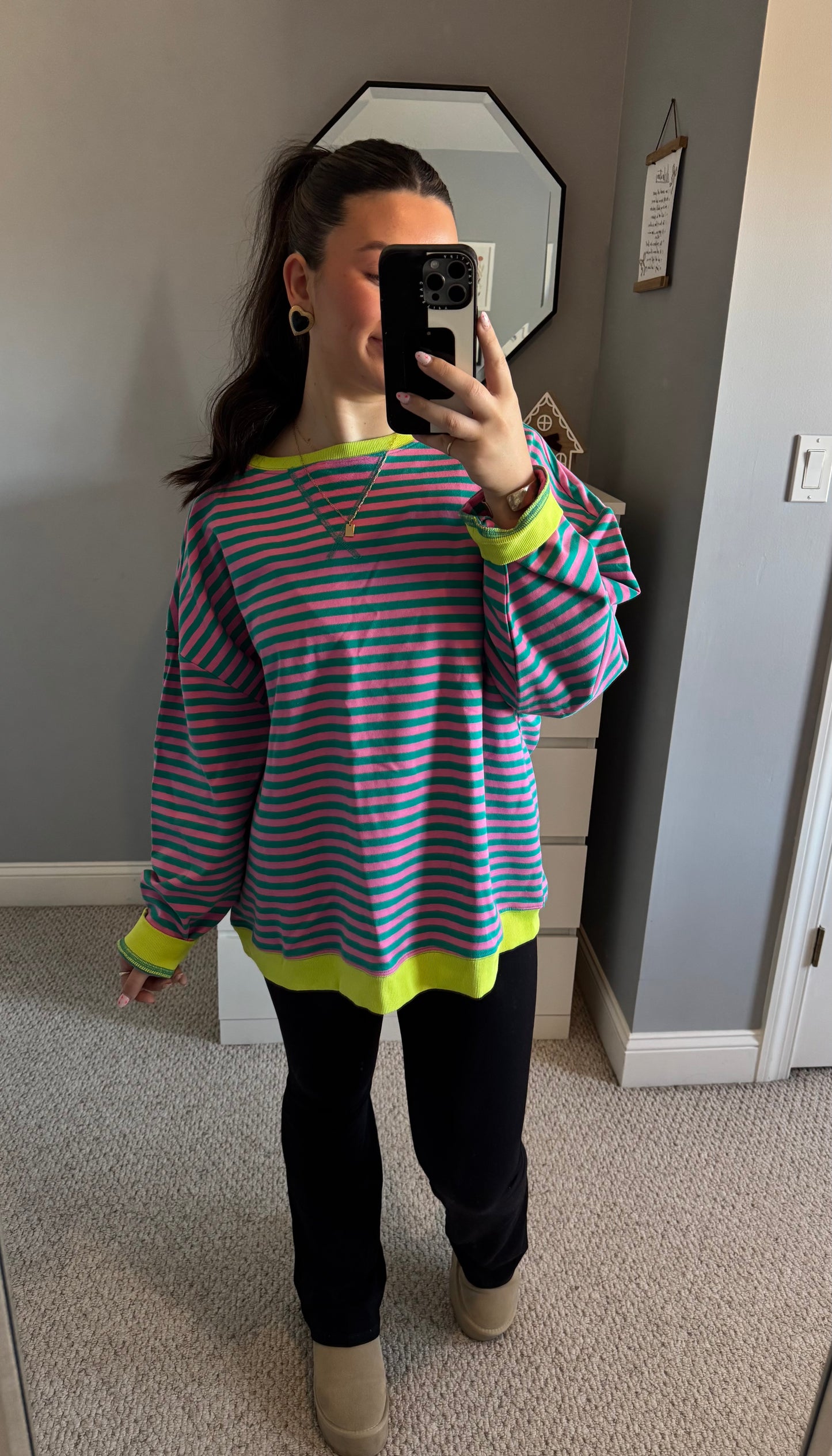 Coffee Run Striped Sweatshirt - Multicolored