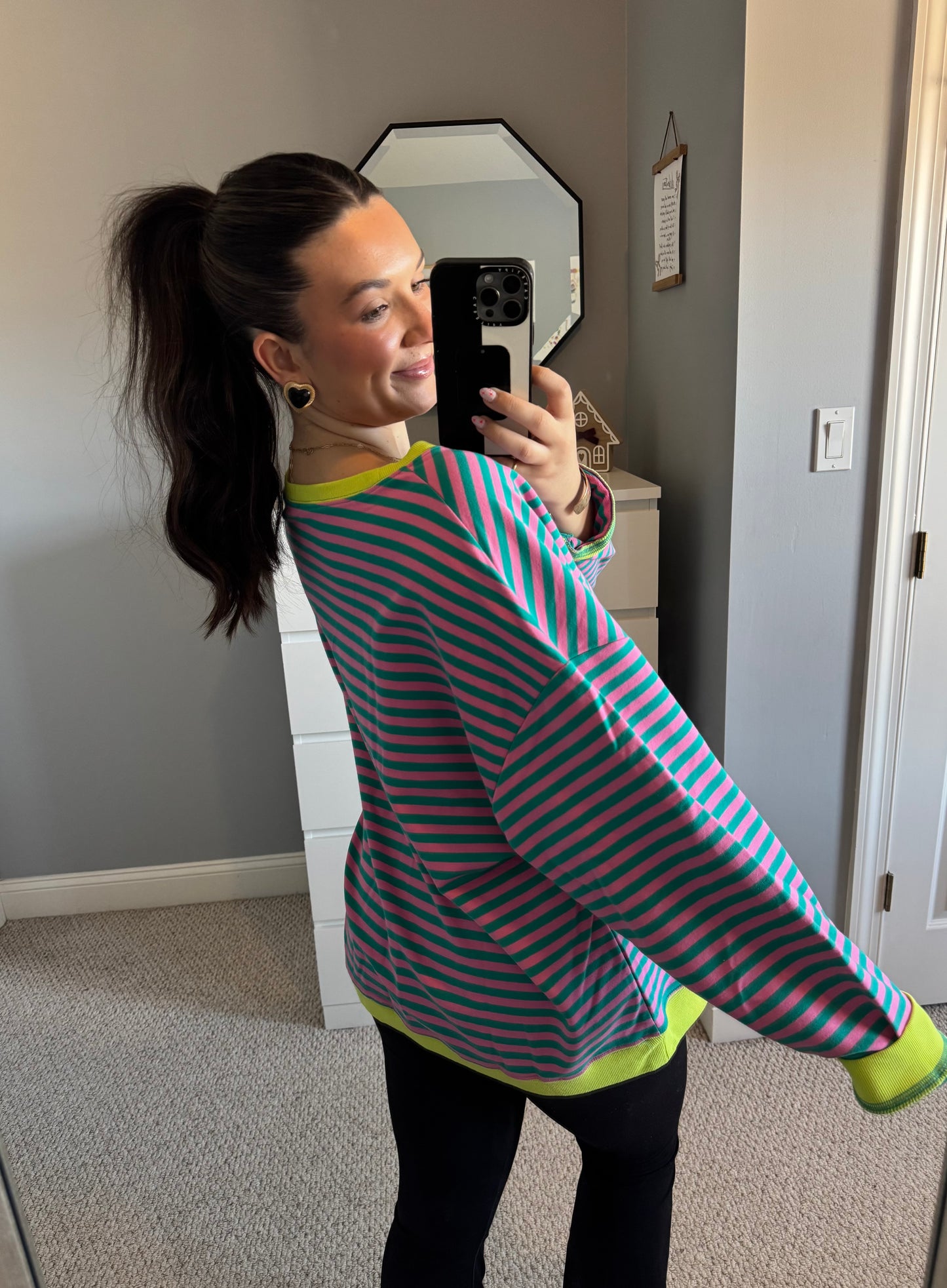 Coffee Run Striped Sweatshirt - Multicolored