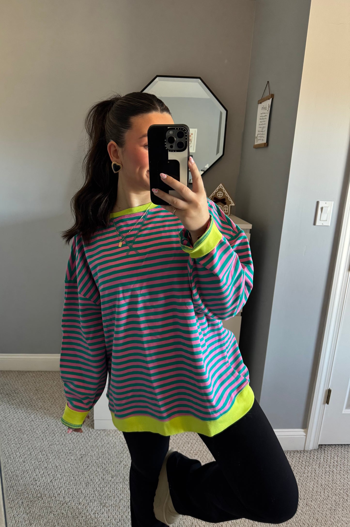 Coffee Run Striped Sweatshirt - Multicolored