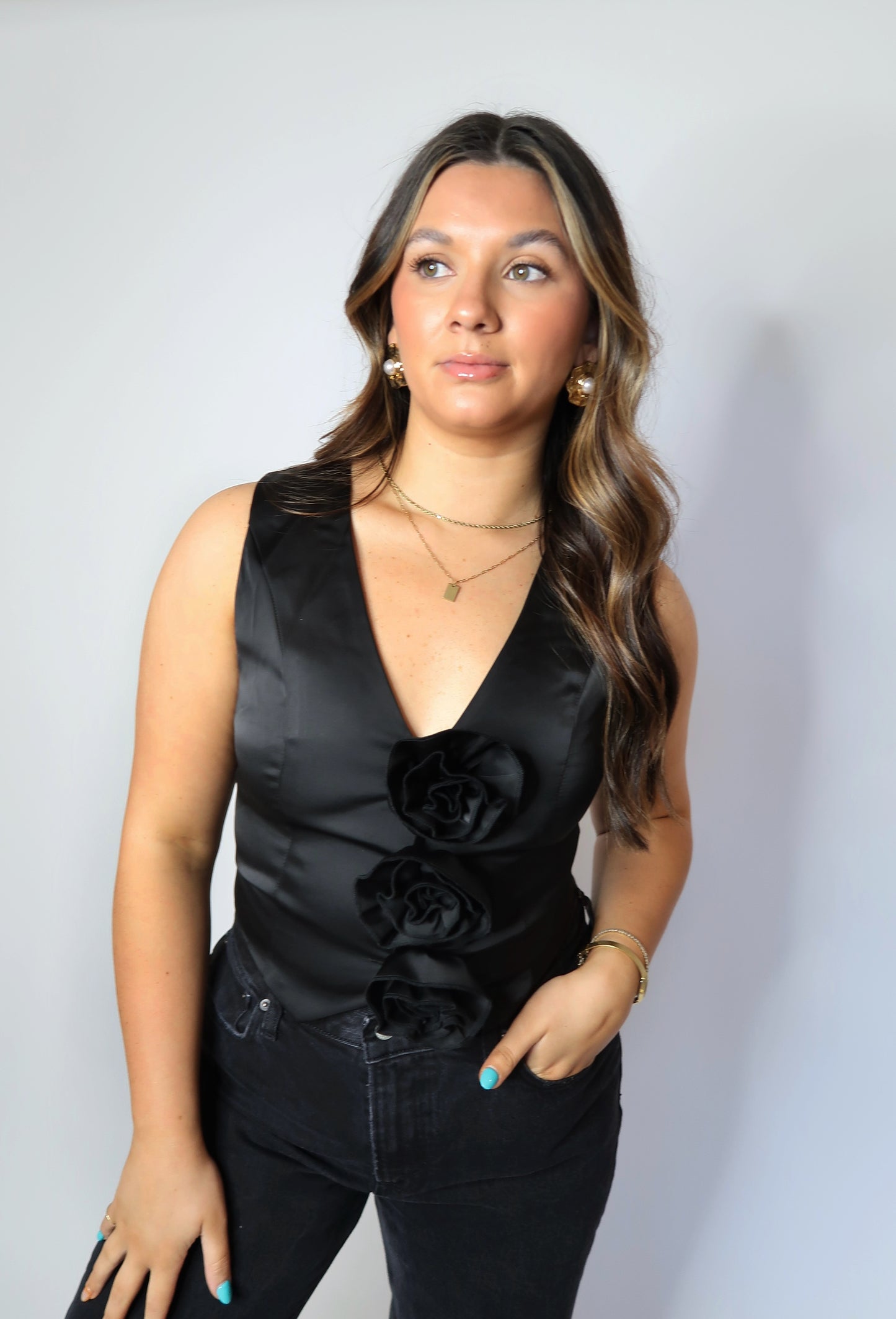 Rosie Vest Top - Black