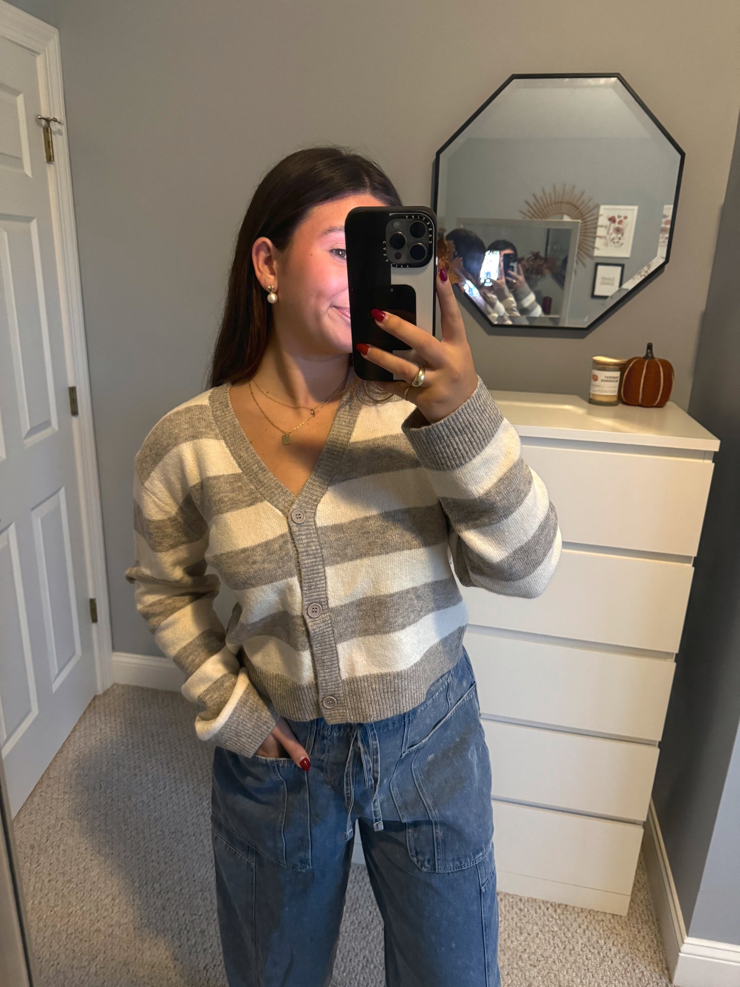 Cozied Up Striped Sweater - Heather