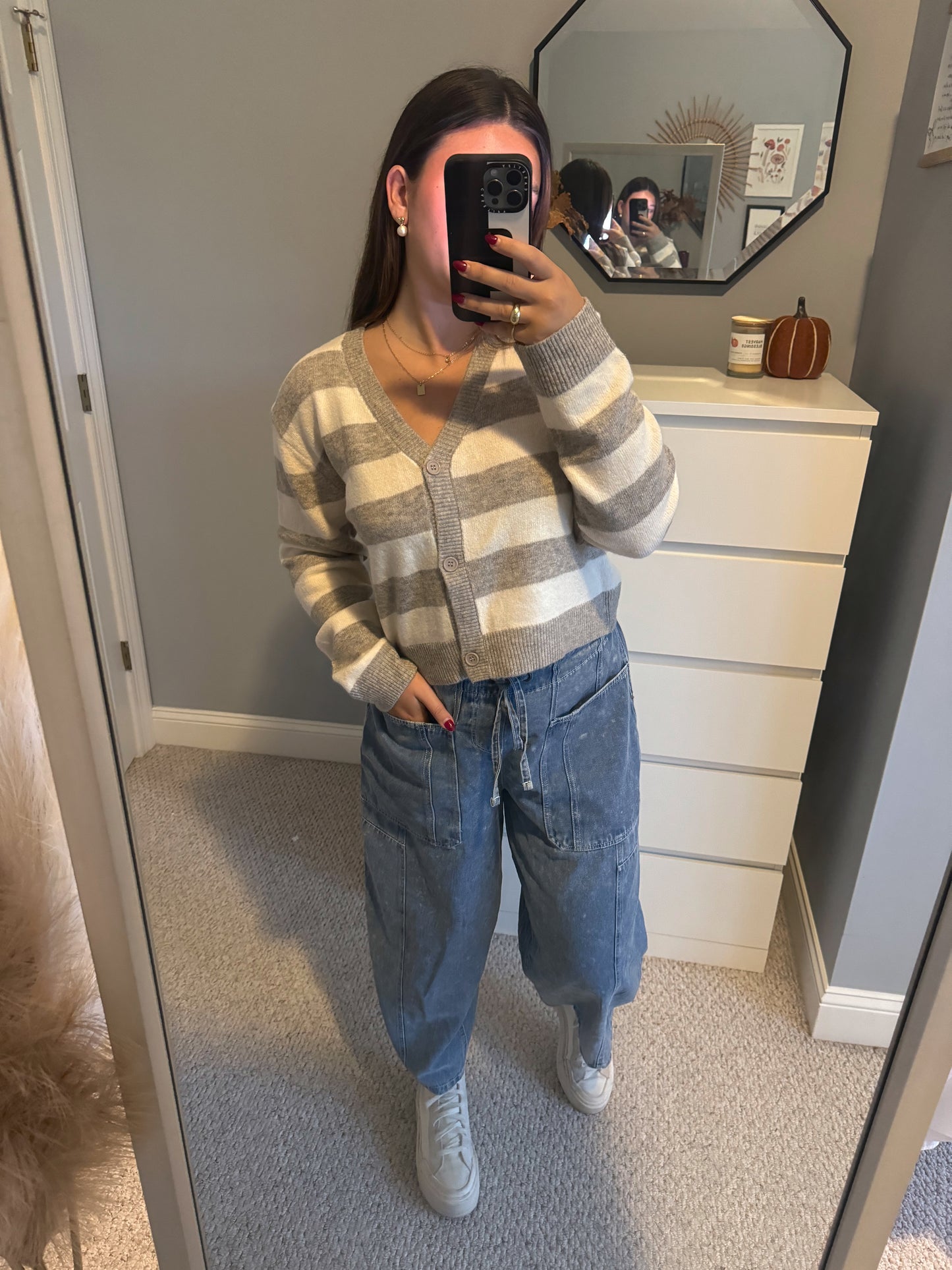 Cozied Up Striped Sweater - Heather