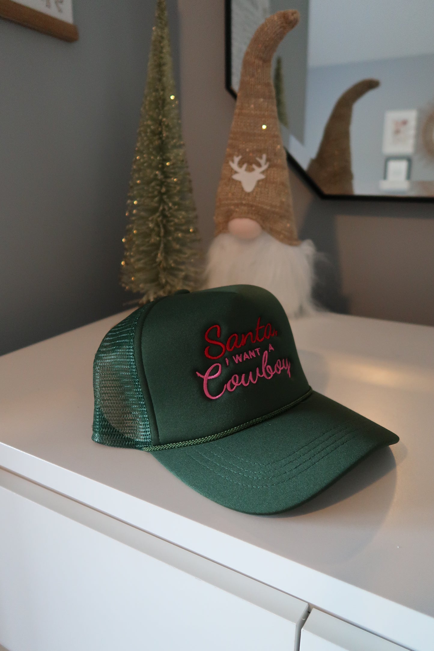 Santa I Want A Cowboy Hat - Green
