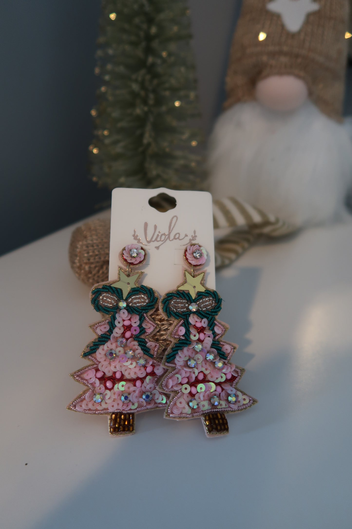 Christmas Tree Sequin Earrings
