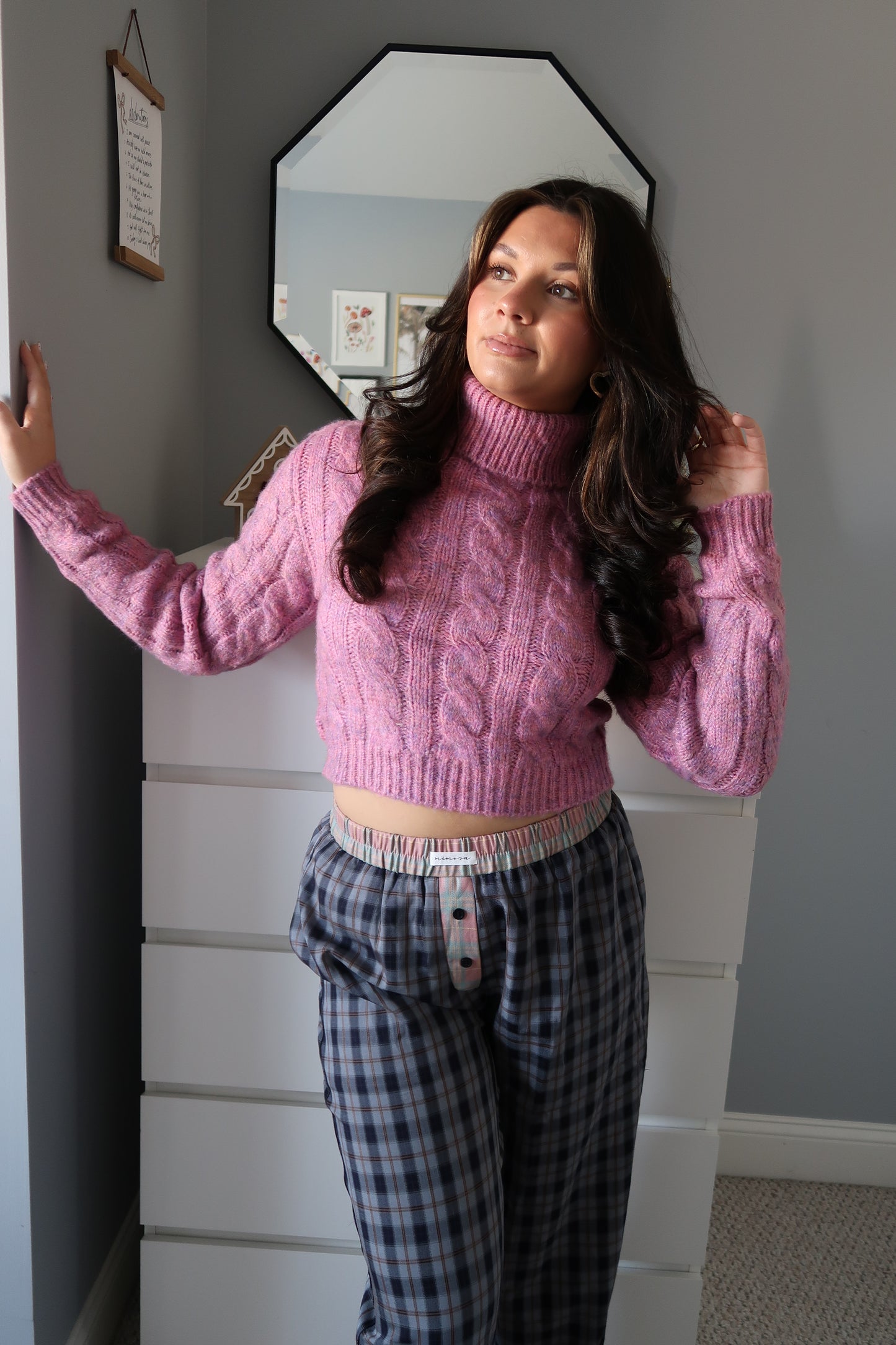 Melrose Cable Knit Sweater - Dusty Pink
