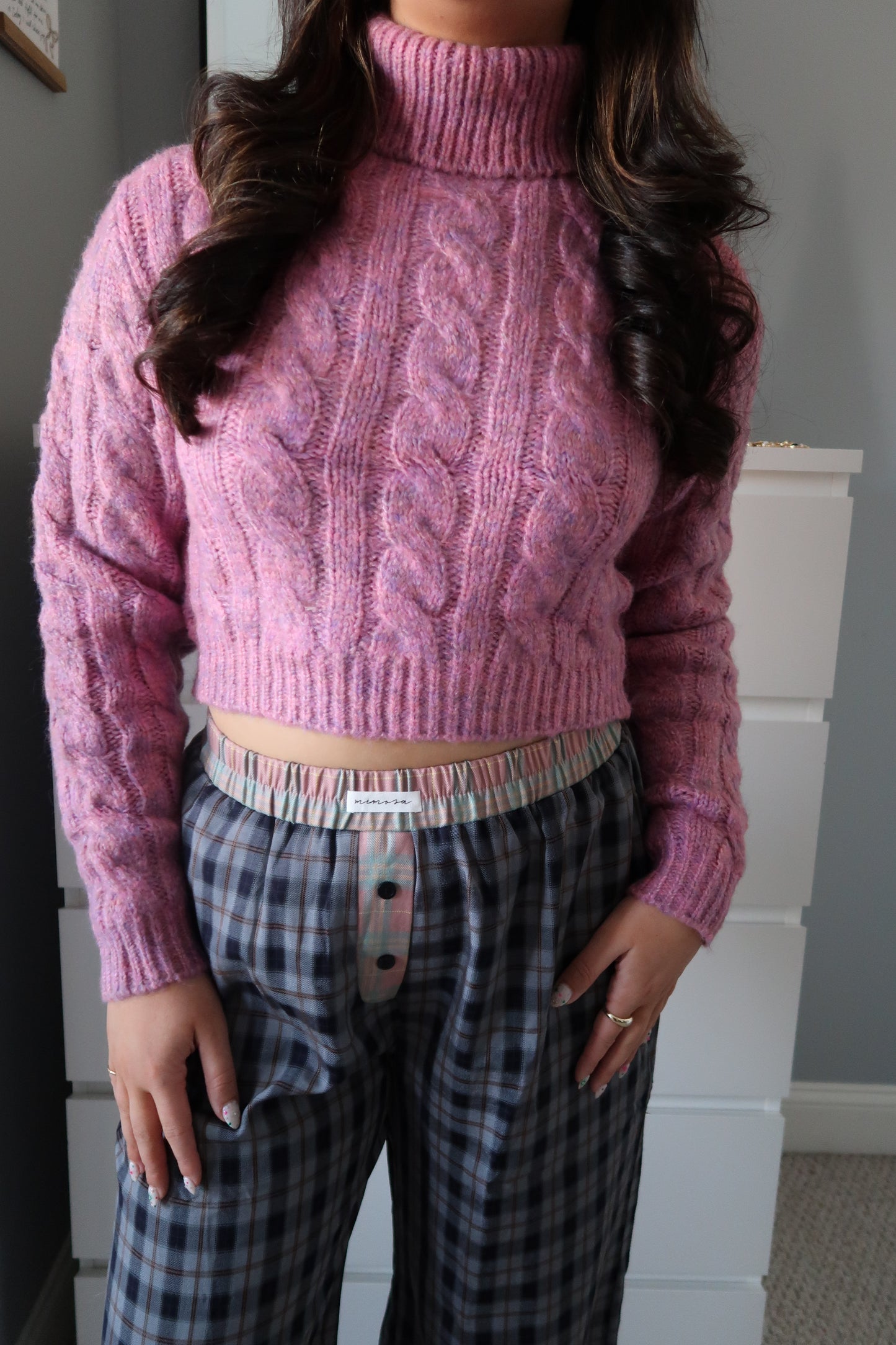 Melrose Cable Knit Sweater - Dusty Pink