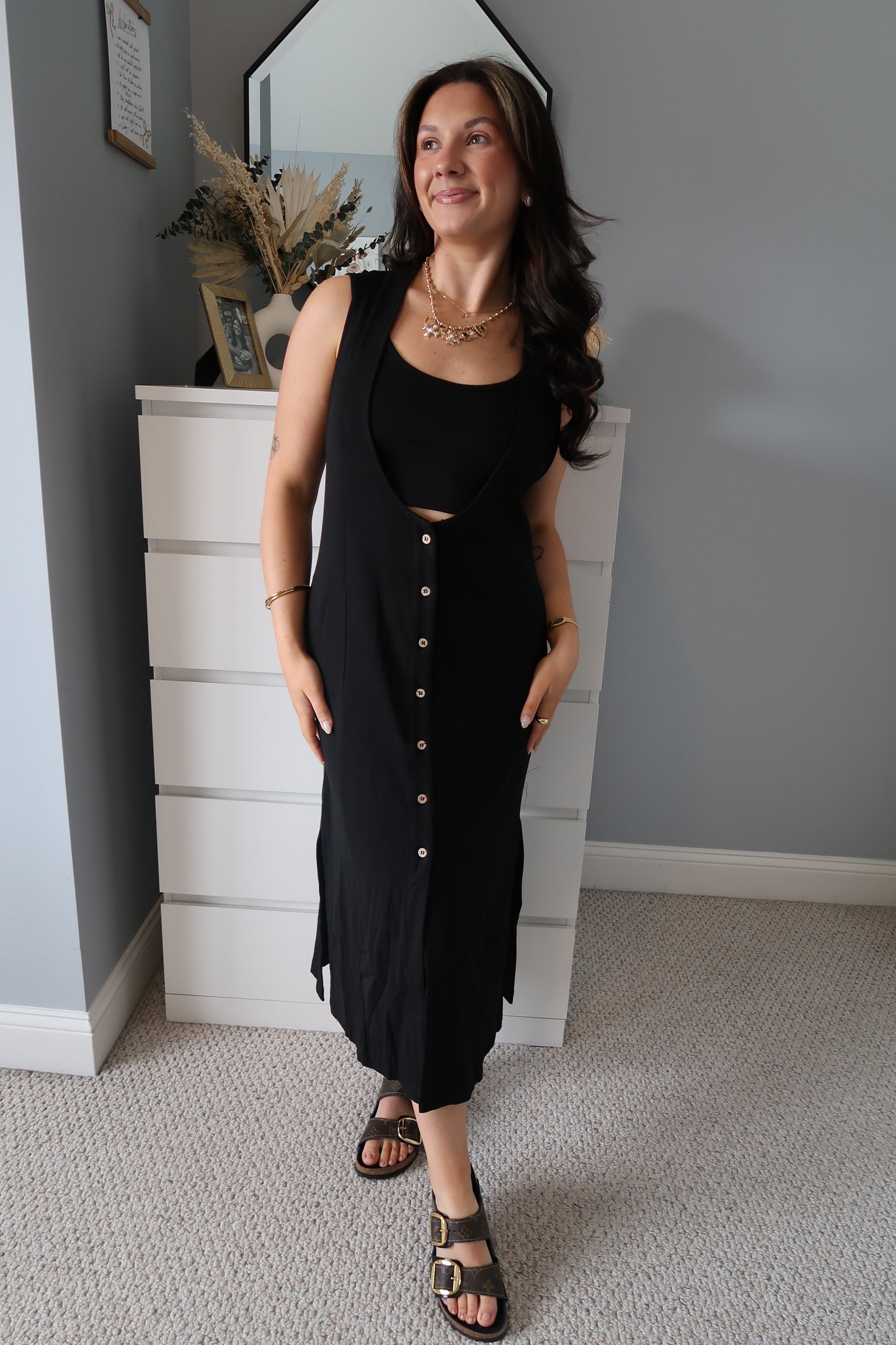 Summer Days Midi Dress & Bralette Set - Black