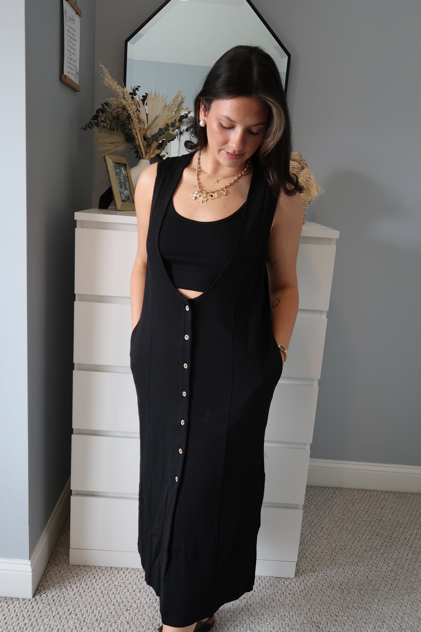 Summer Days Midi Dress & Bralette Set - Black