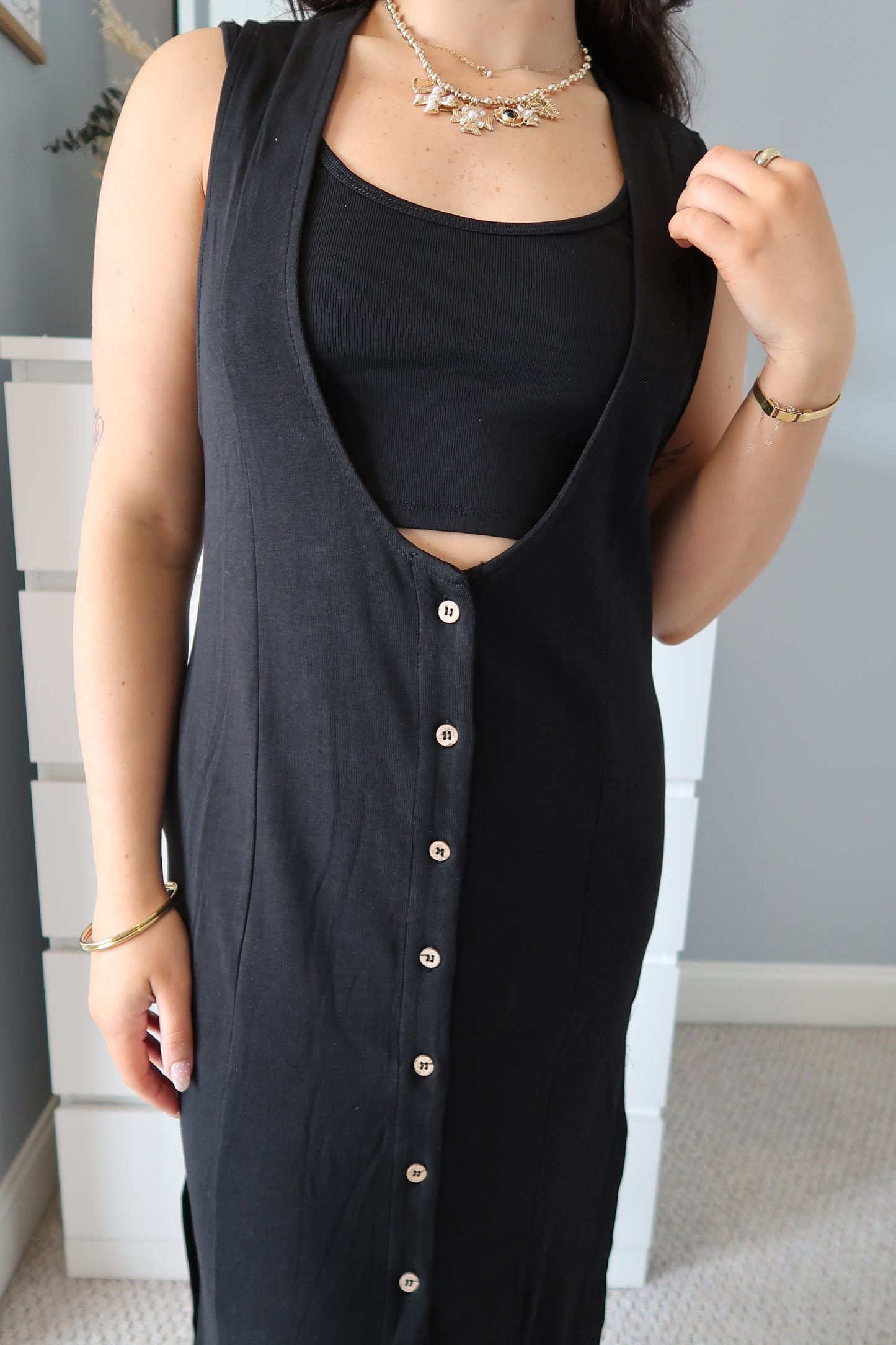 Summer Days Midi Dress & Bralette Set - Black