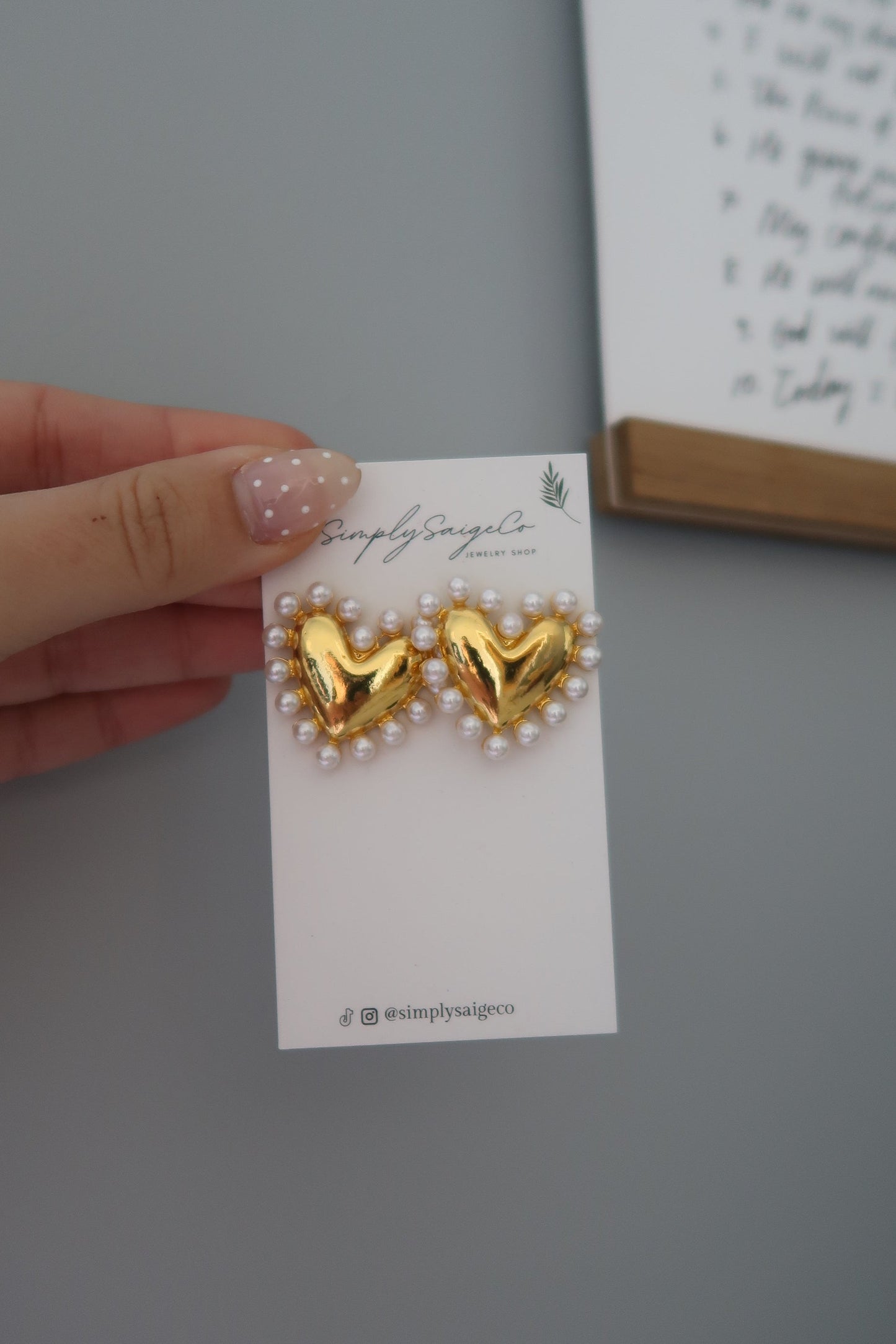 Pearl Heart Studded Gold Earrings