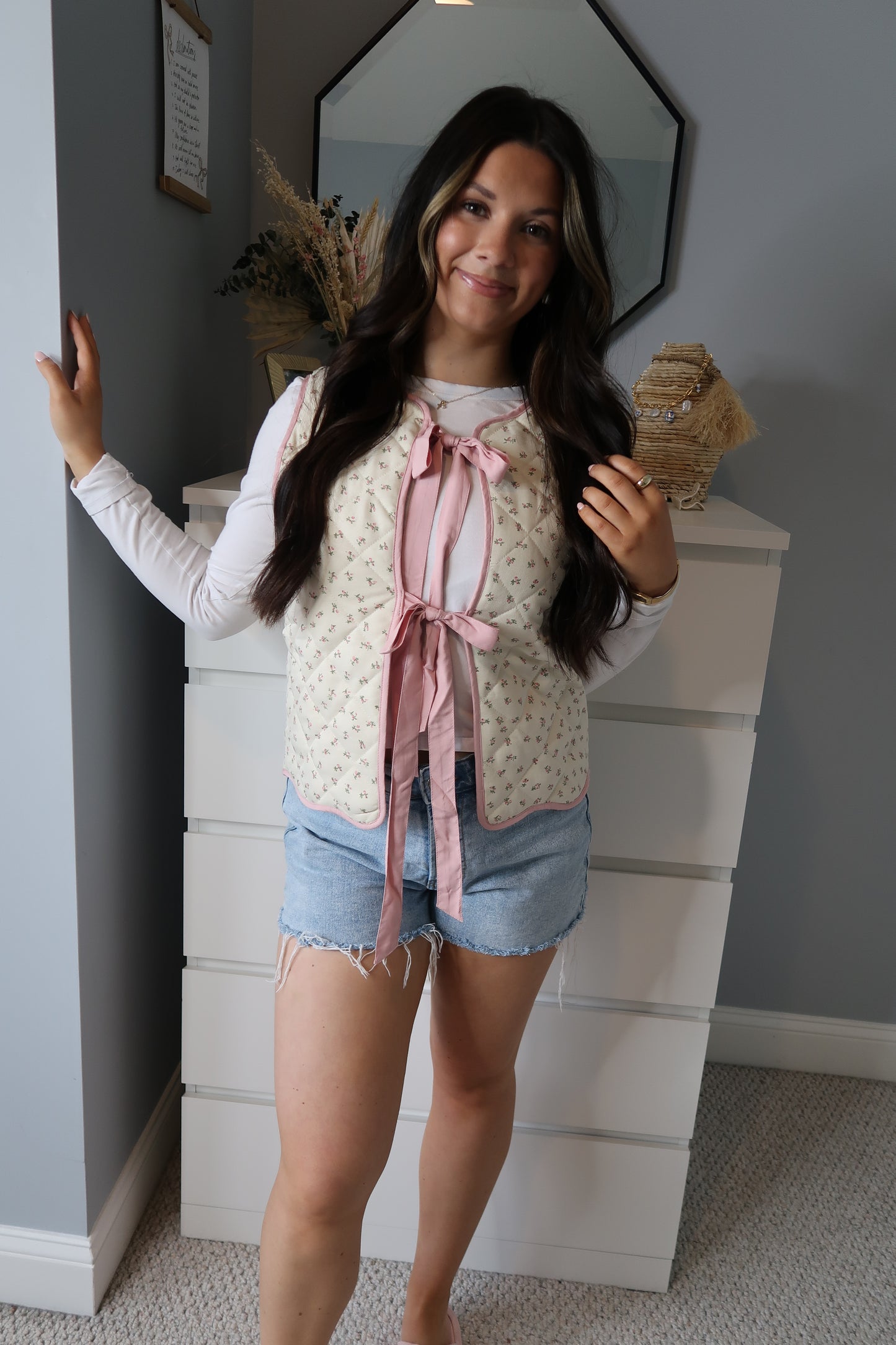 Poppy Tie Front Floral Vest