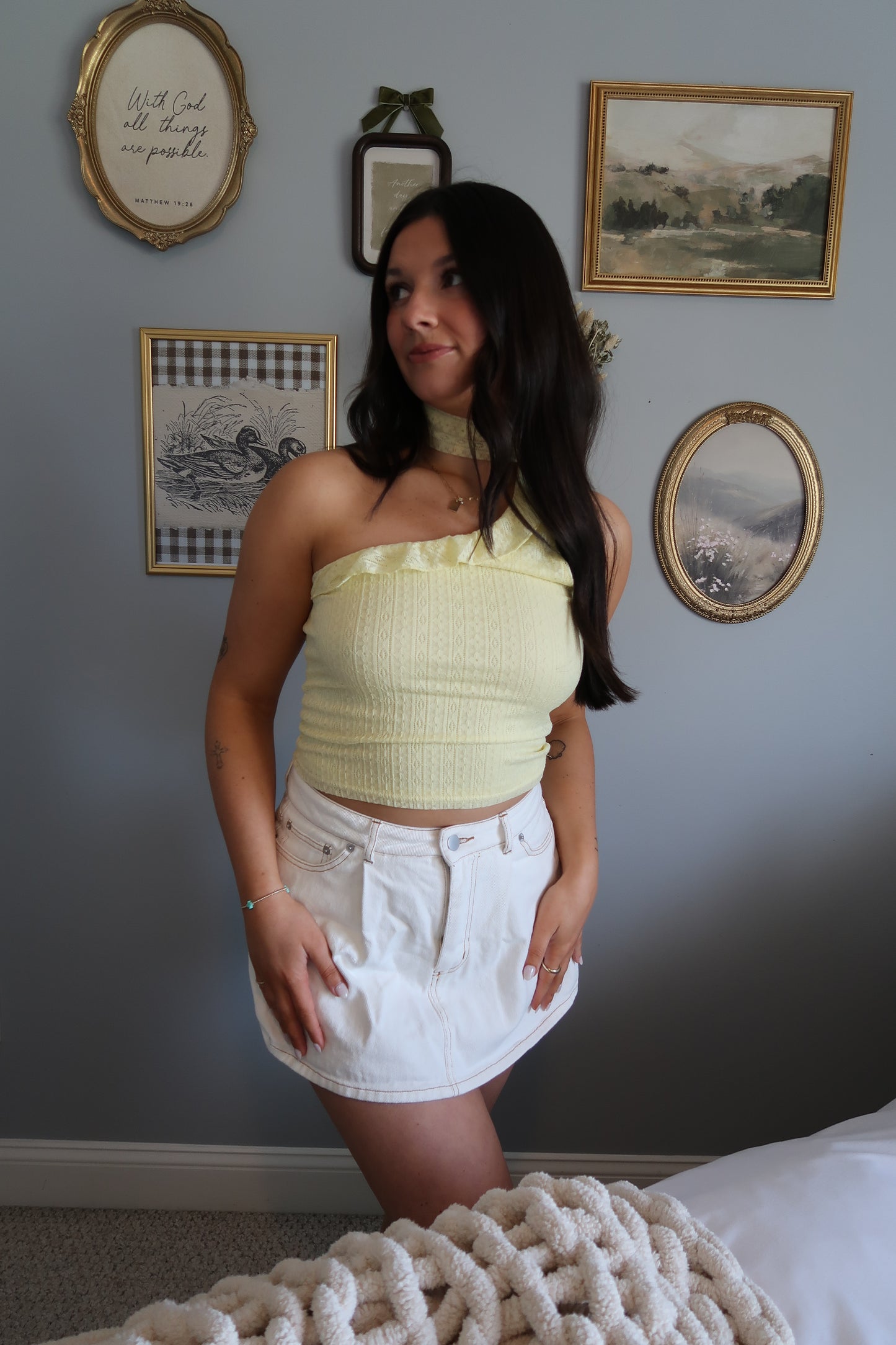 Belle One Shoulder Ruffle Top - Yellow