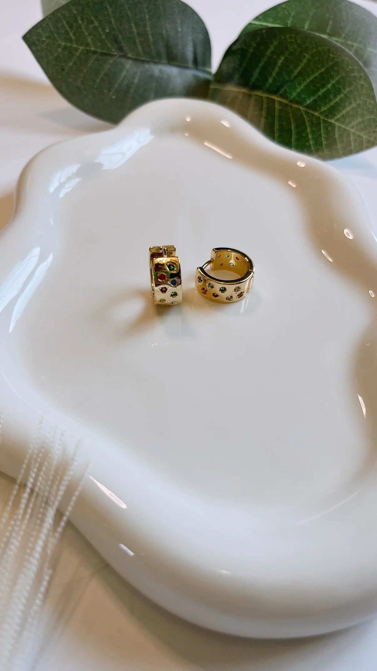 Tori Rainbow Studded Hoops - 14K Gold Plated