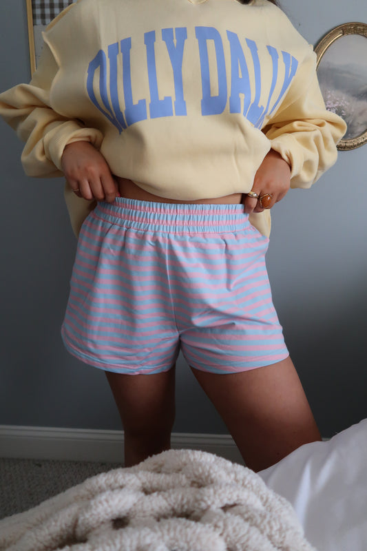 Brook Striped Knit Shorts - Pink/Blue