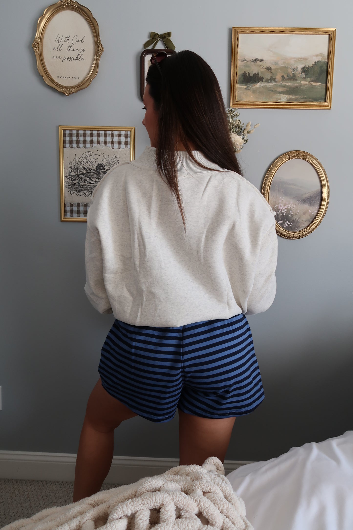 Brook Striped Knit Shorts - Navy