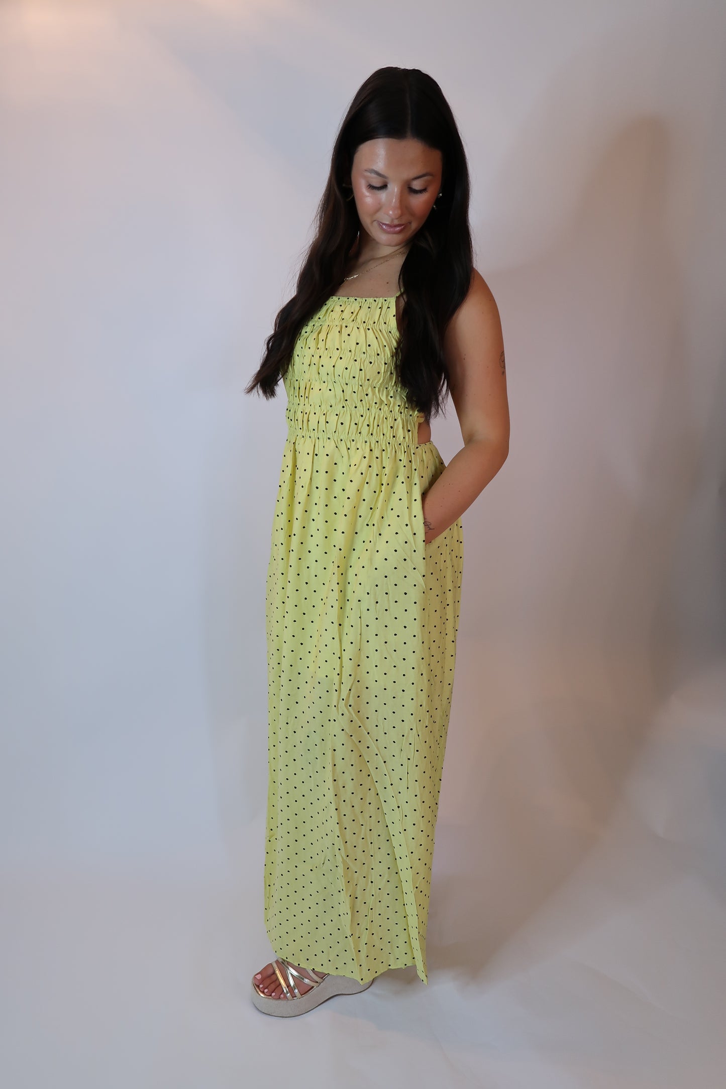 Goldie Polka Dot Dress - Yellow