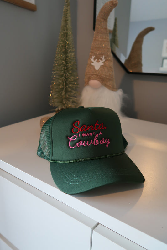 Santa I Want A Cowboy Hat - Green