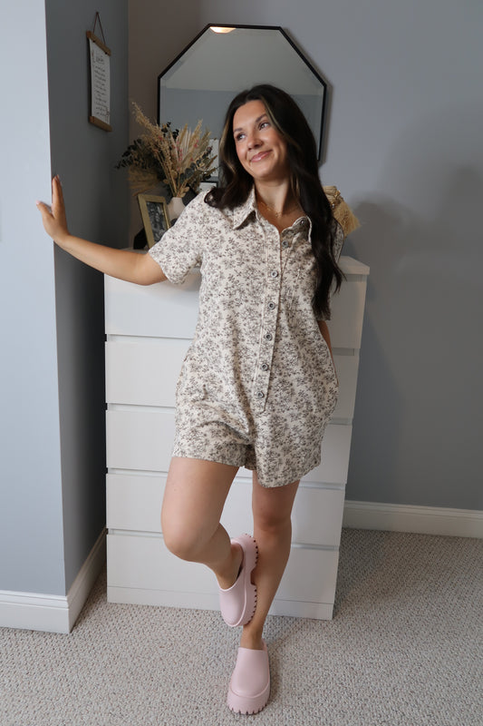 Iris Floral Botton-Up Romper