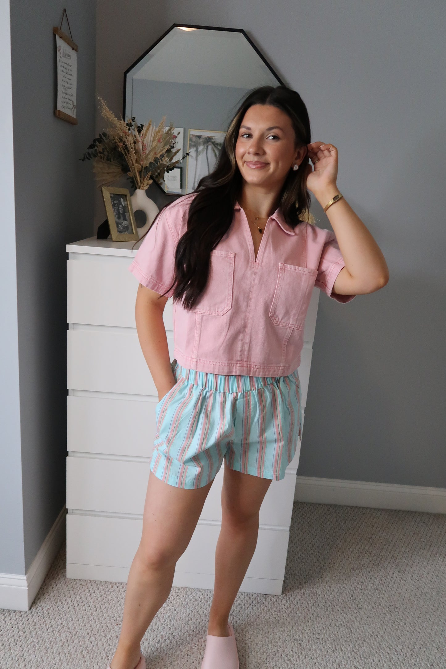 Pretty In Pink Denim Top - Bubble Gum