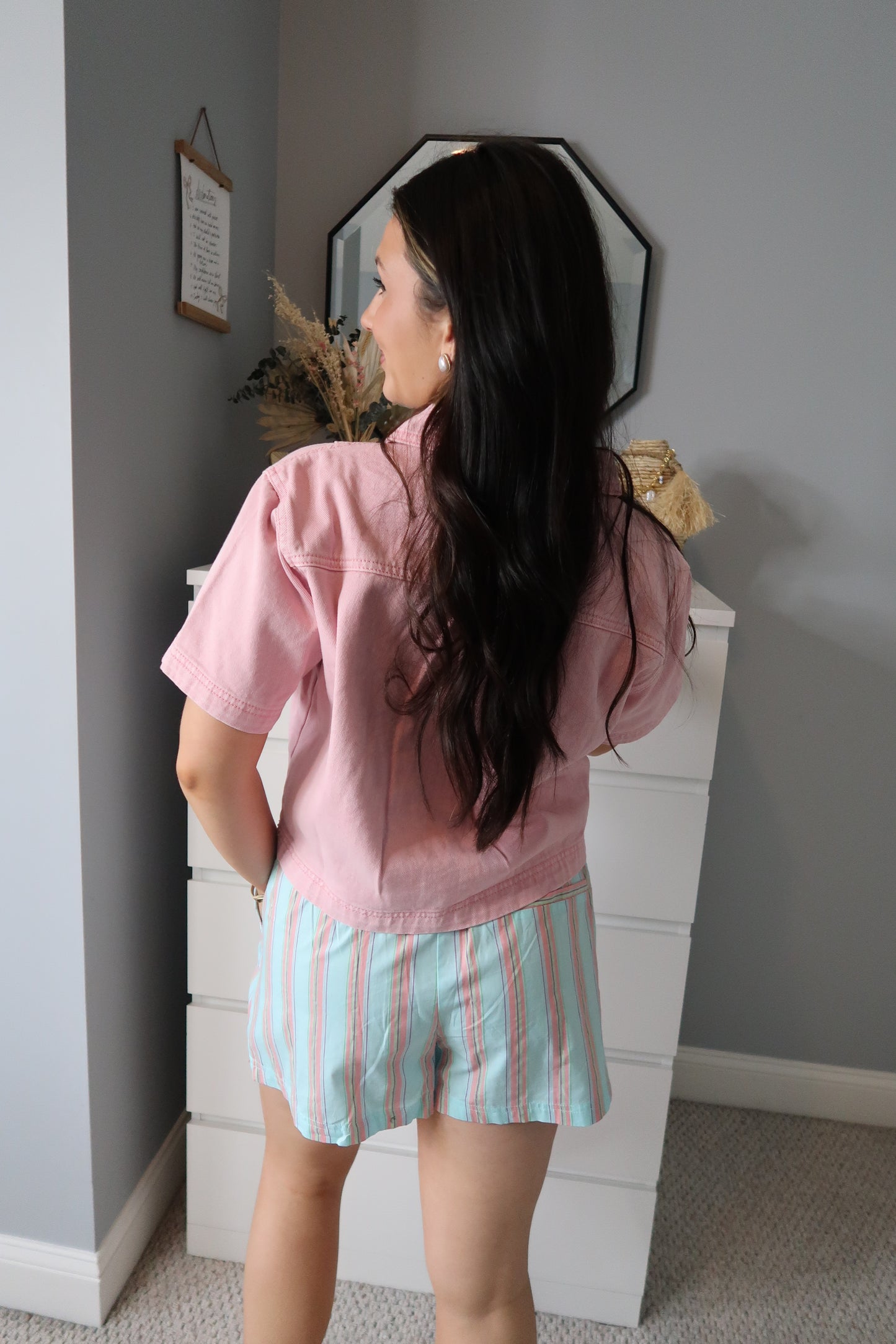 Pretty In Pink Denim Top - Bubble Gum