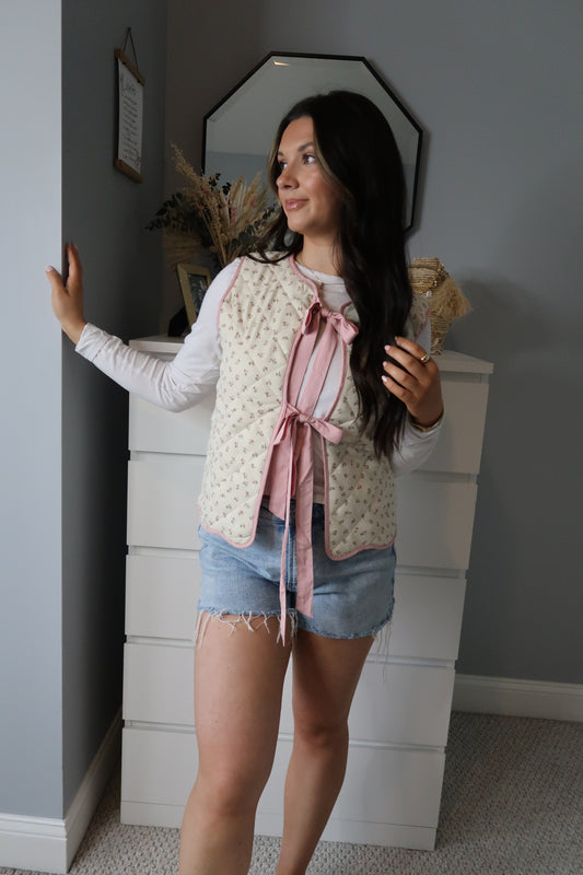 Poppy Tie Front Floral Vest