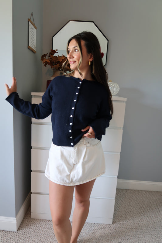 Frances Cardigan Top - Navy