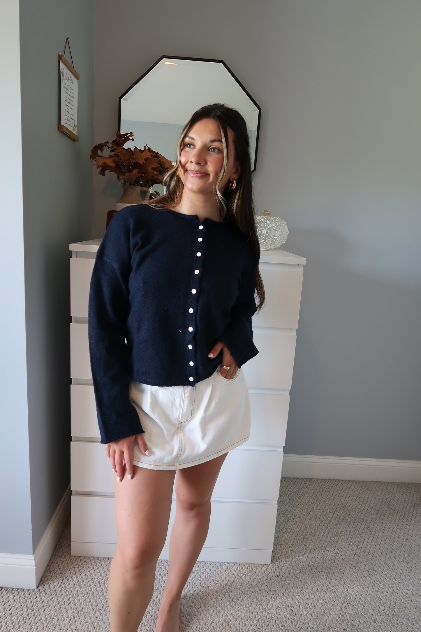 Frances Cardigan Top - Navy