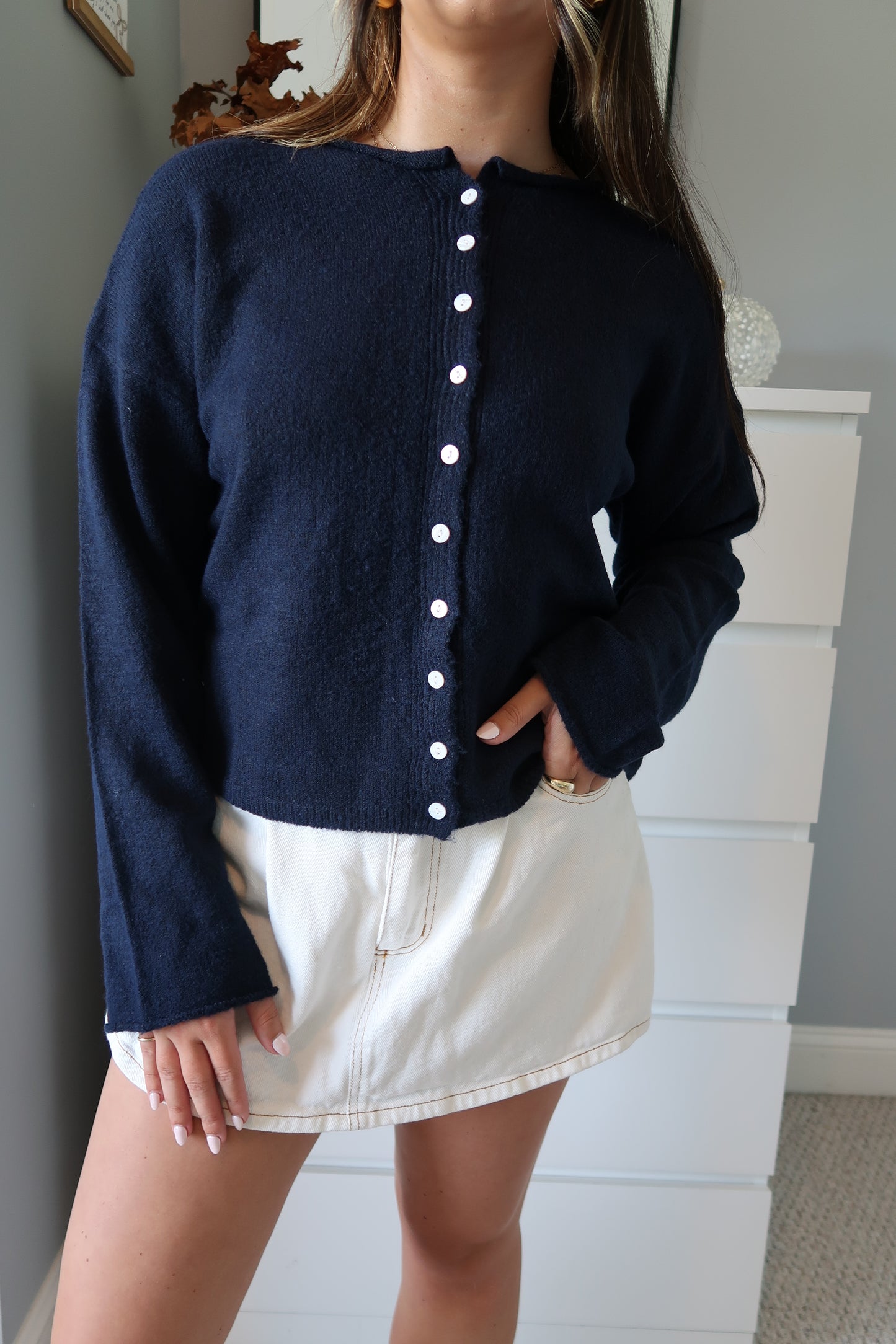 Frances Cardigan Top - Navy