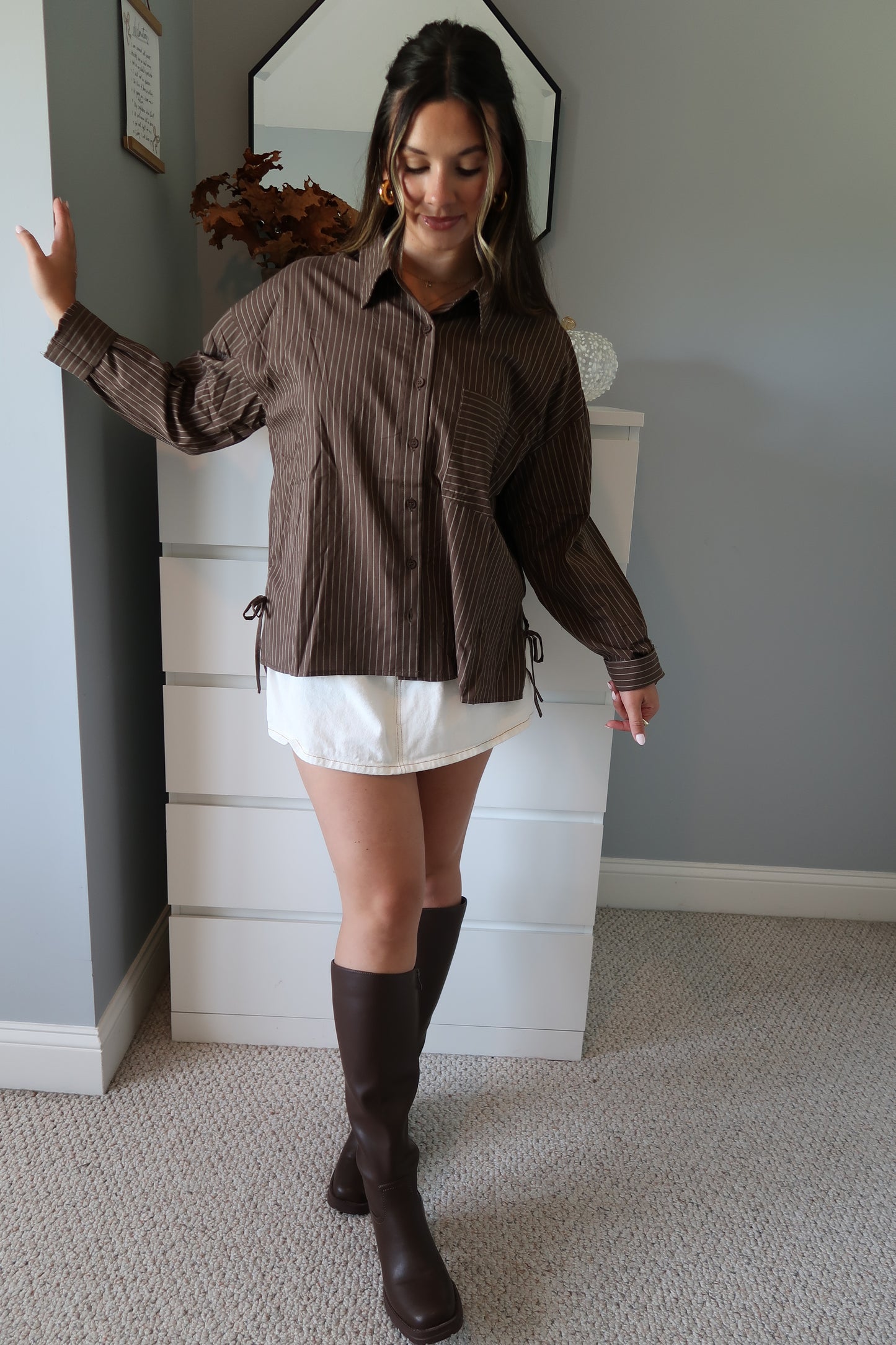 Harper Striped Tie Side Blouse