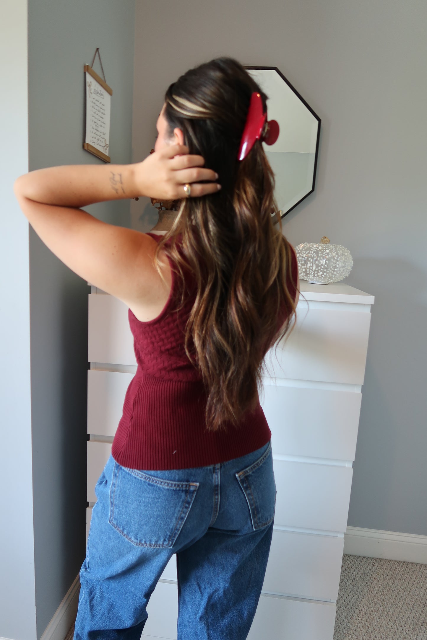 Blair Sleeveless Sweater Top - Burgundy
