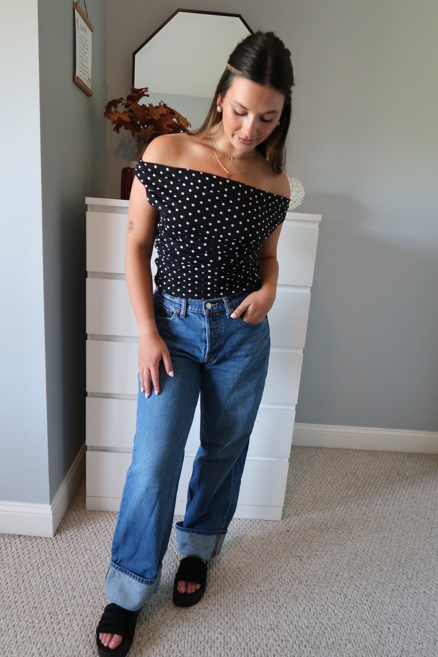Freya Off The Shoulder Polka Dot Top