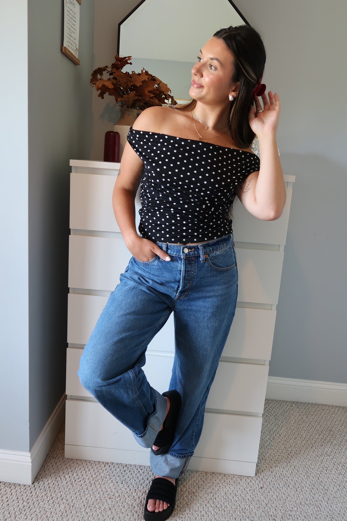 Freya Off The Shoulder Polka Dot Top
