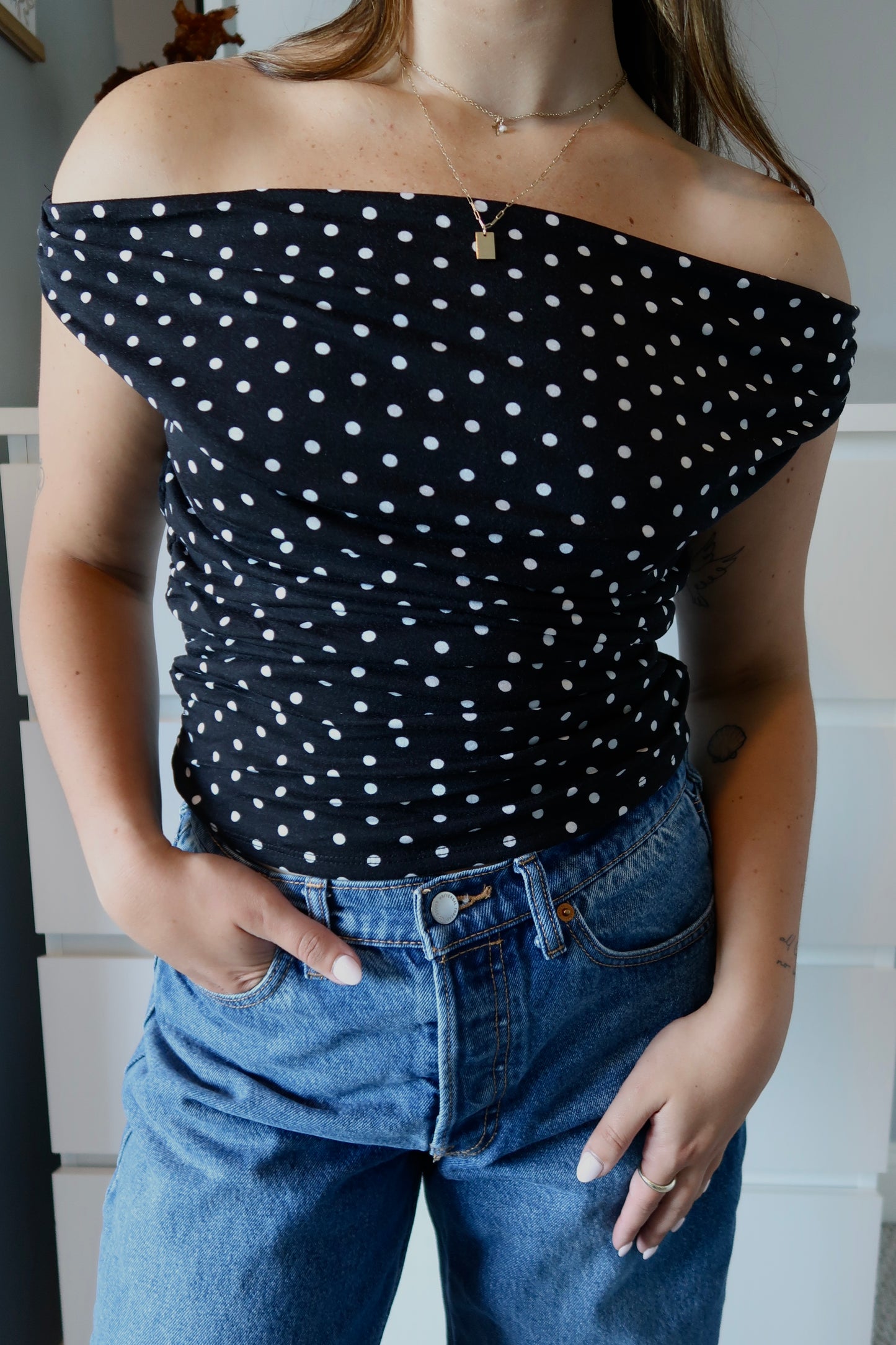Freya Off The Shoulder Polka Dot Top