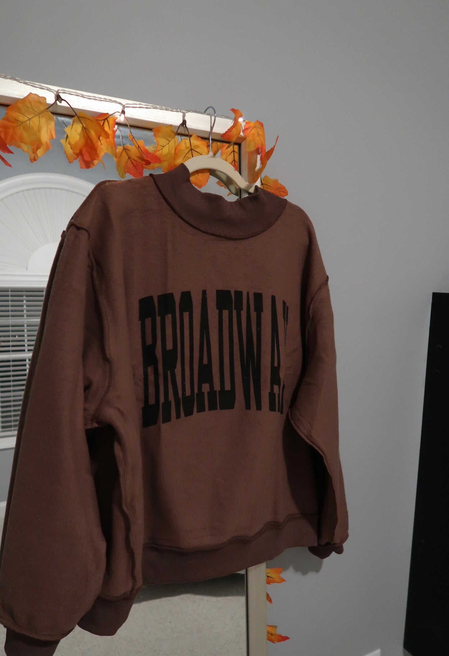 Nashville & Broadway Reversible Embroidered Mock Neck Sweatshirt - Mocha
