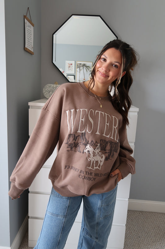 Cowboys Only Crewneck - Mocha