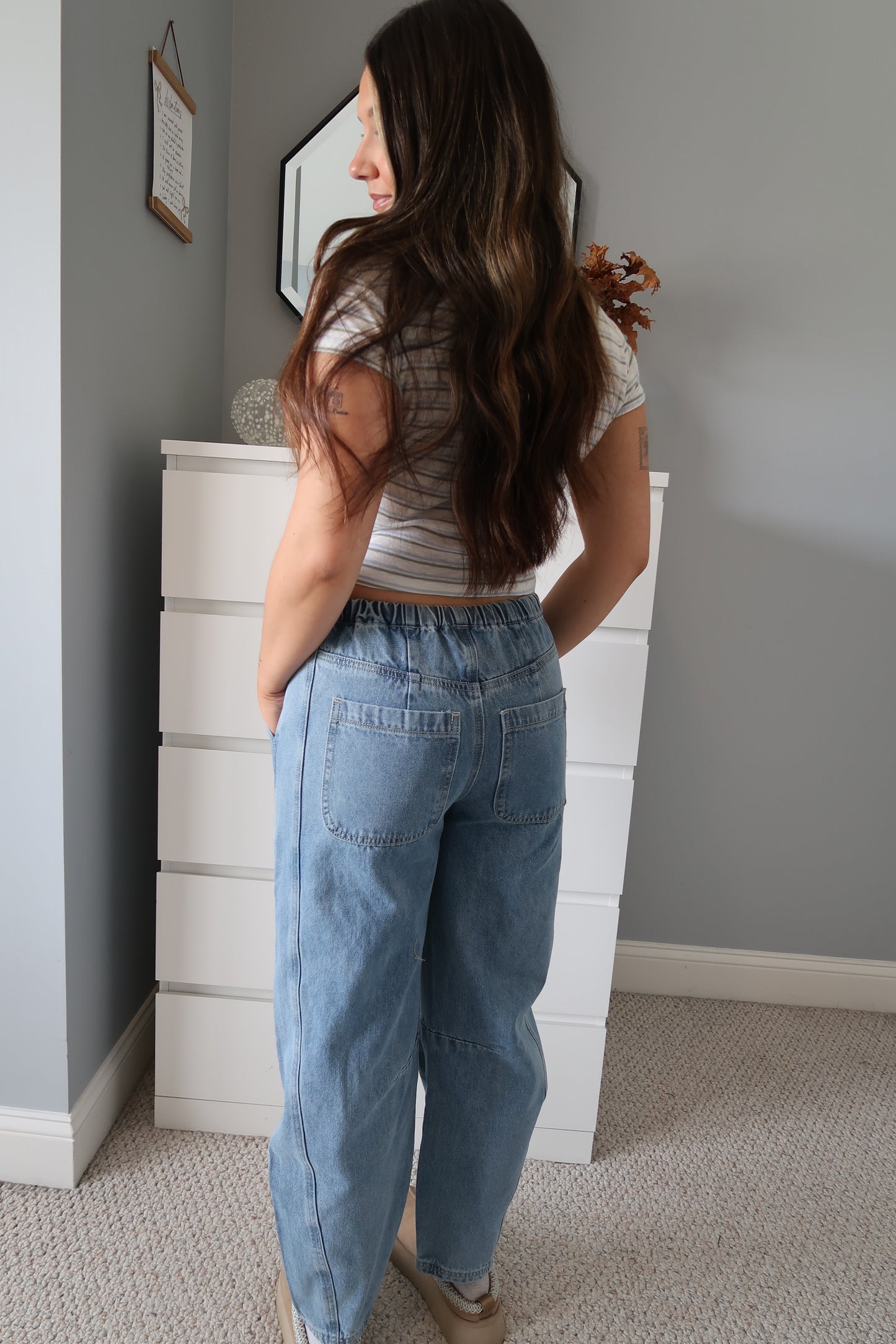 Heidi Mid Rise Drawstring Jeans - Medium Wash