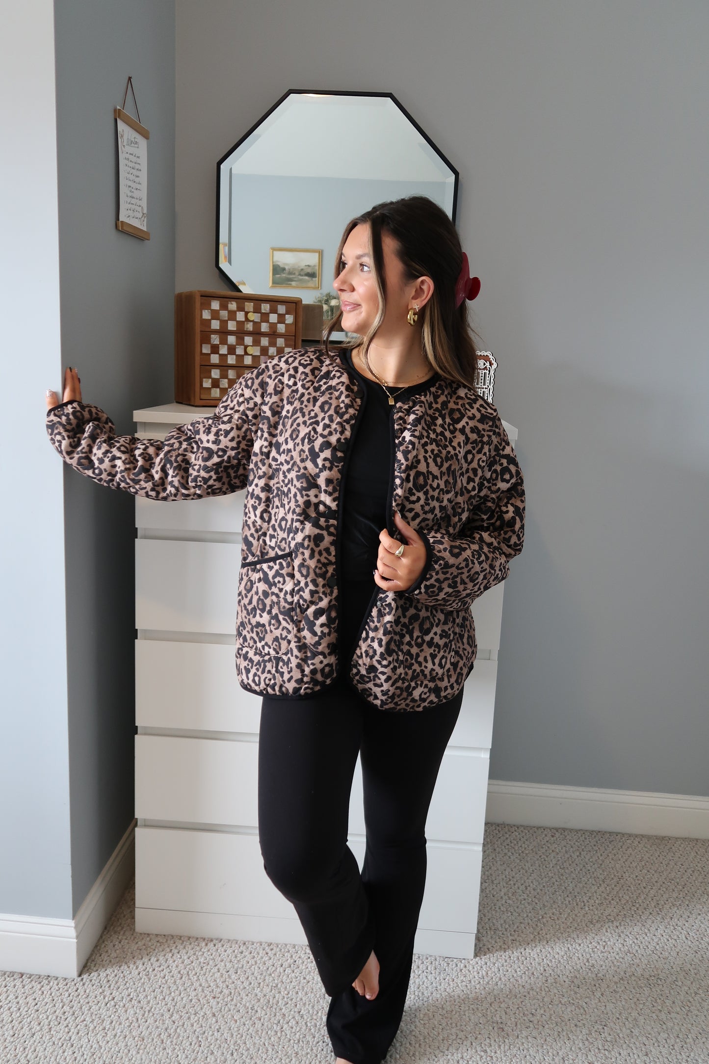 Ellie Leopard Quilted Jacket