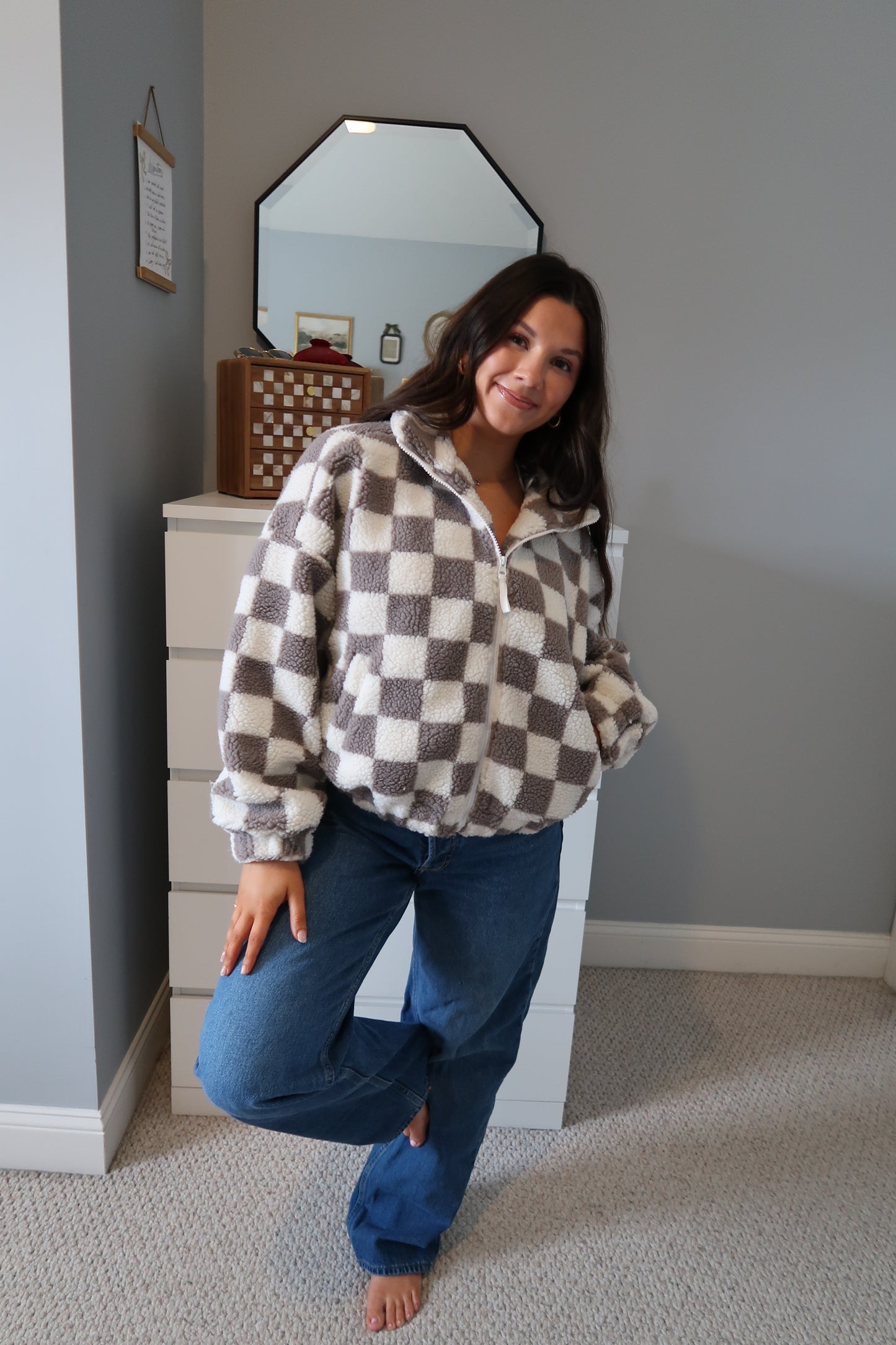 Noelle Checkered Sherpa Jacket