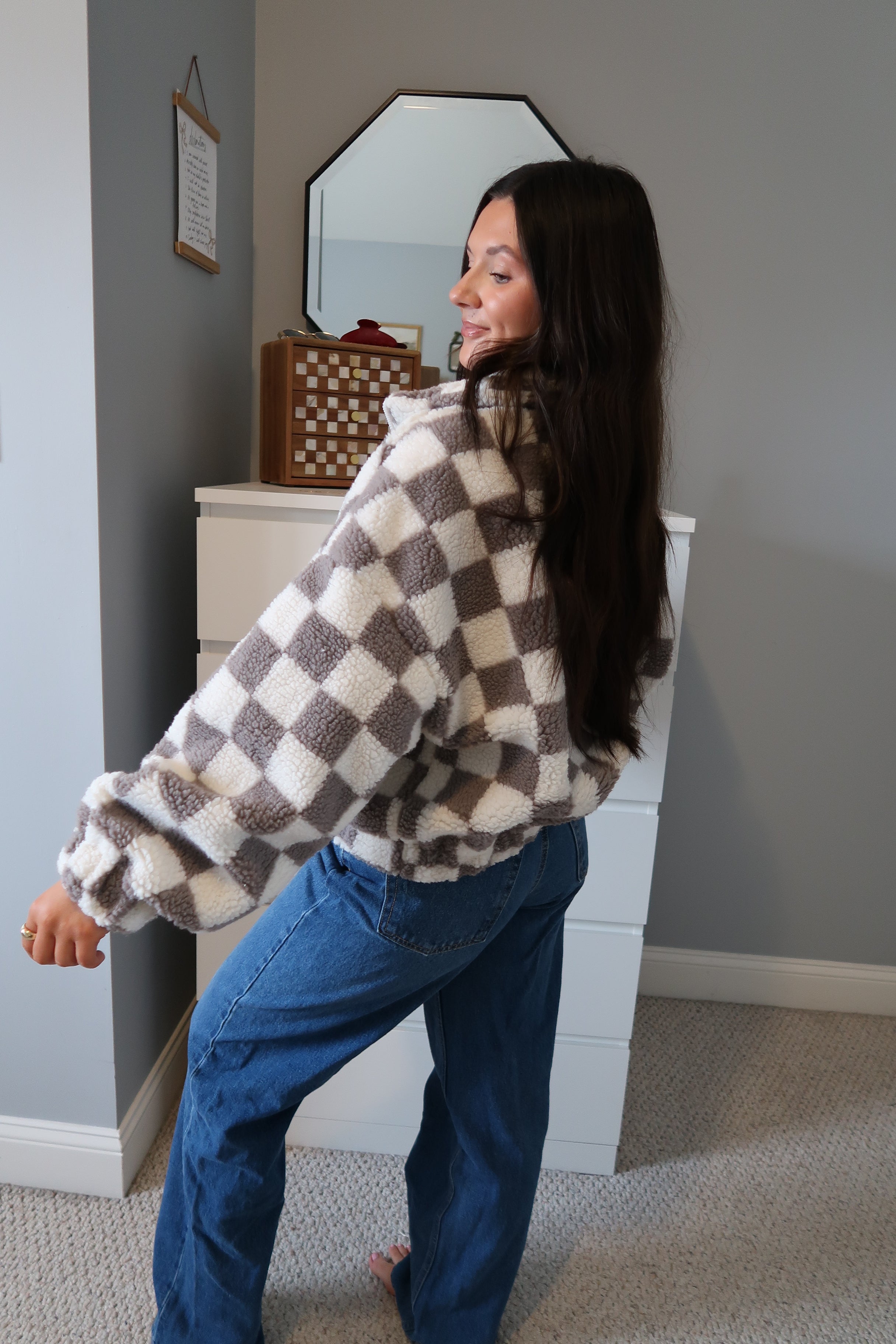 Noelle Checkered Sherpa Jacket – Oakley Jae