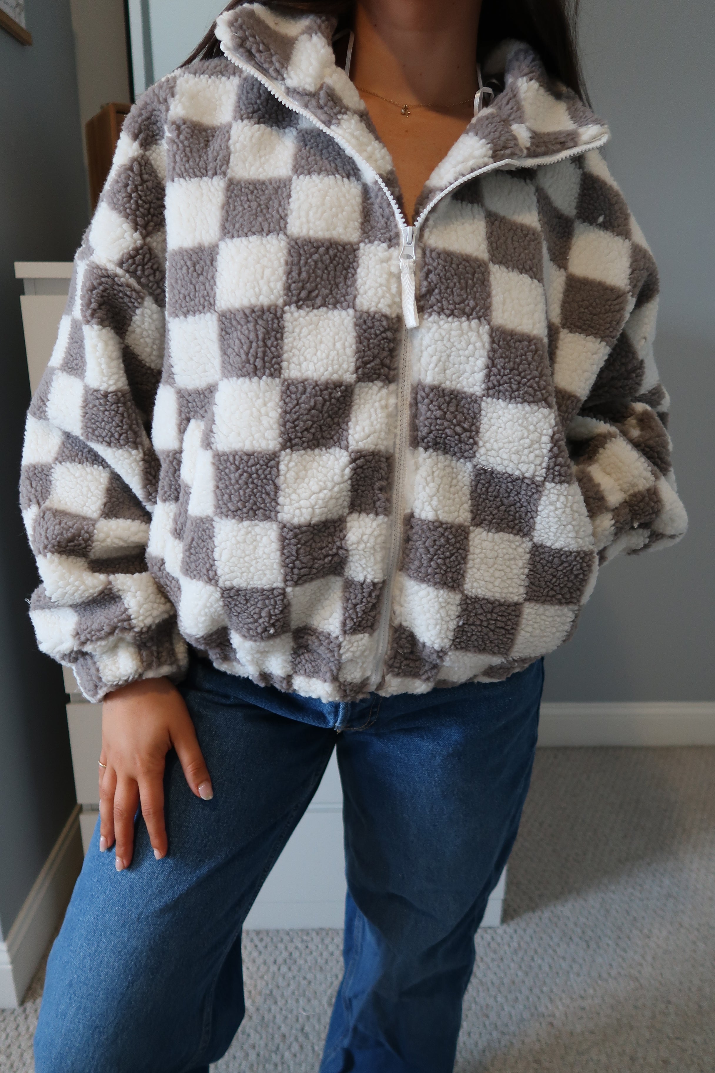 Noelle Checkered Sherpa Jacket – Oakley Jae