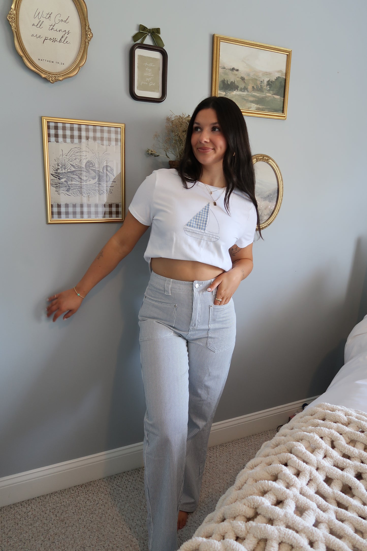 Marley Pinstripe High Waisted Jeans