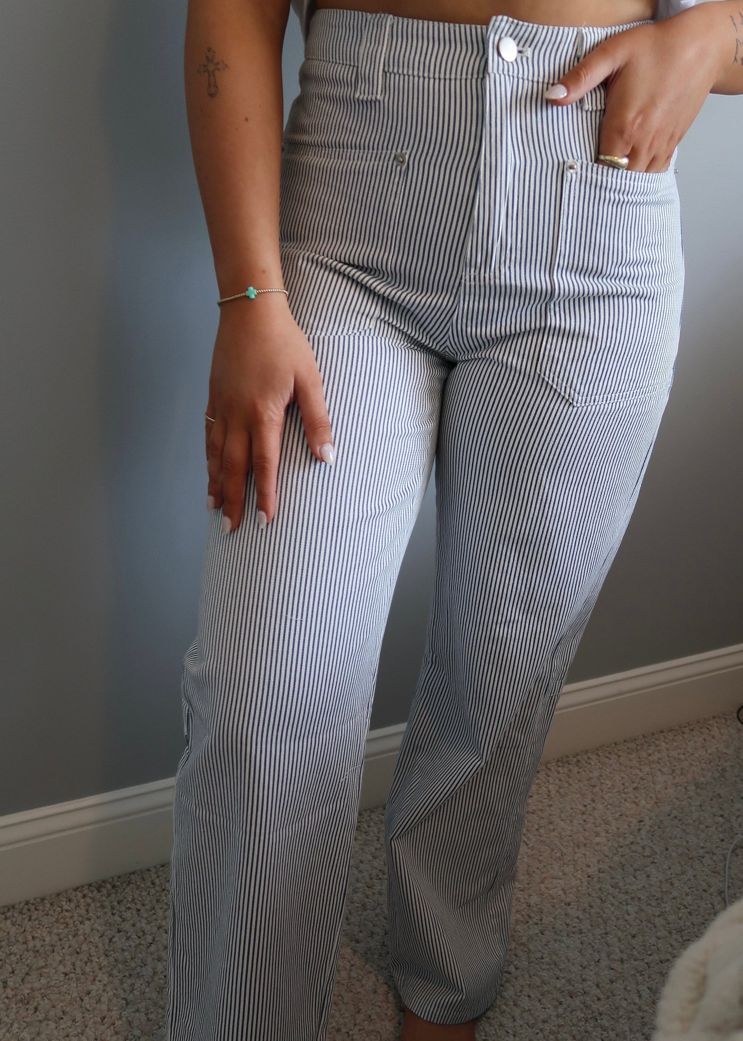 Marley Pinstripe High Waisted Jeans