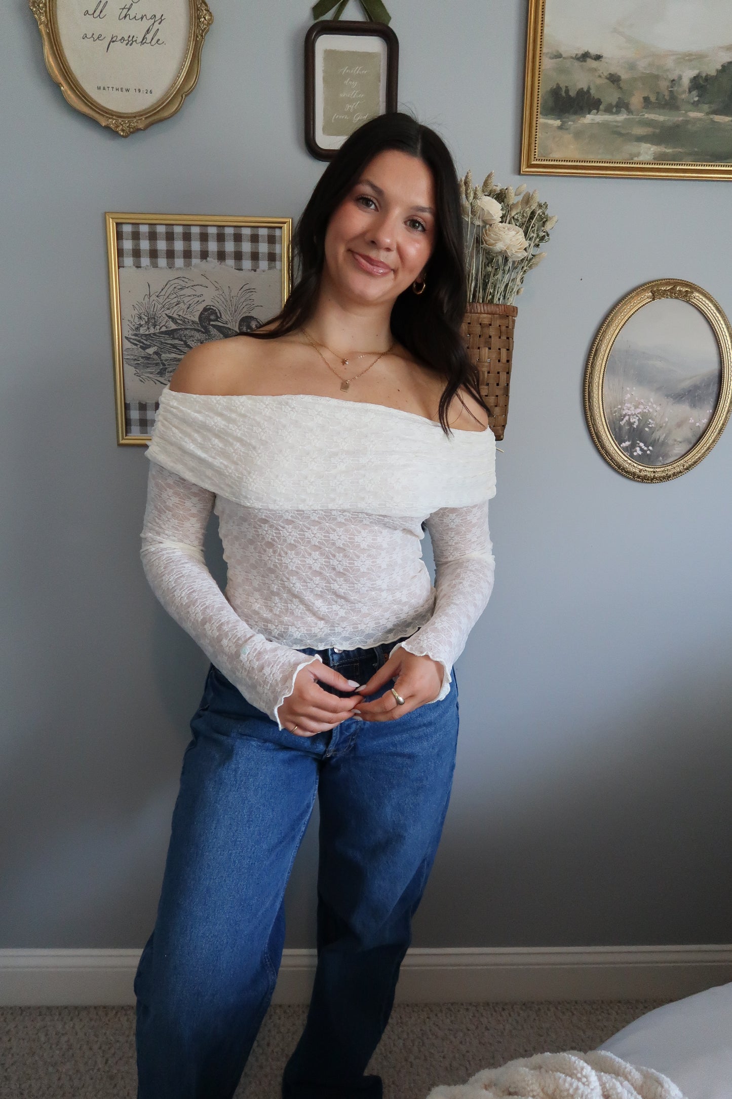 Isabelle Off The Shoulder Lace Top - Ivory