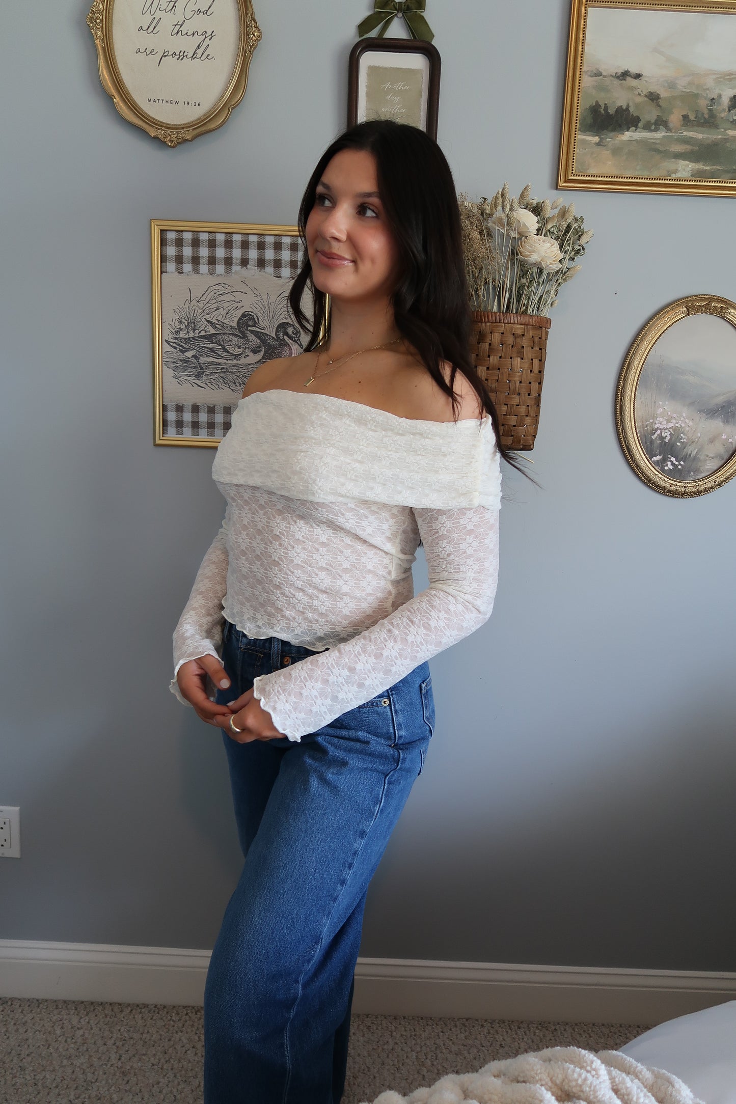 Isabelle Off The Shoulder Lace Top - Ivory
