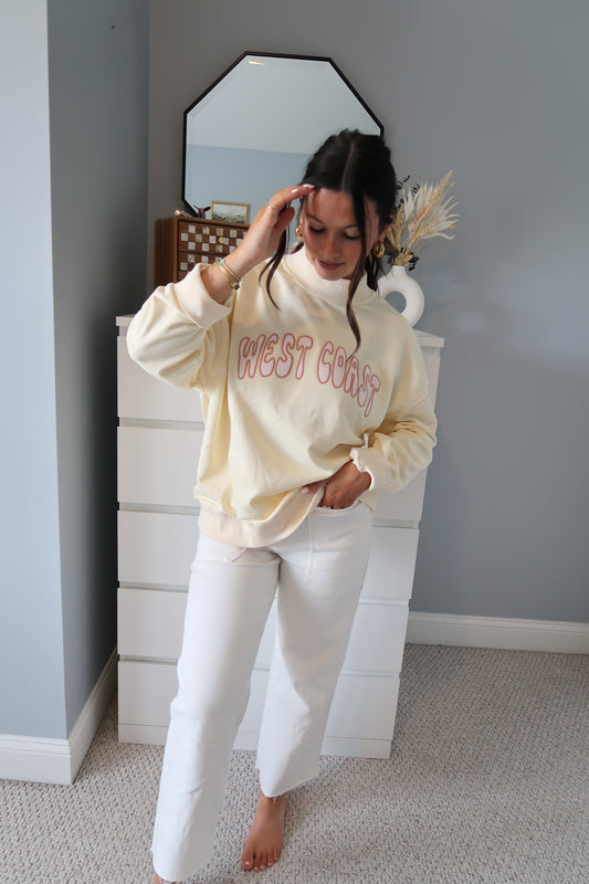 West Coast Mock Neck Sweatshirt - Yellow