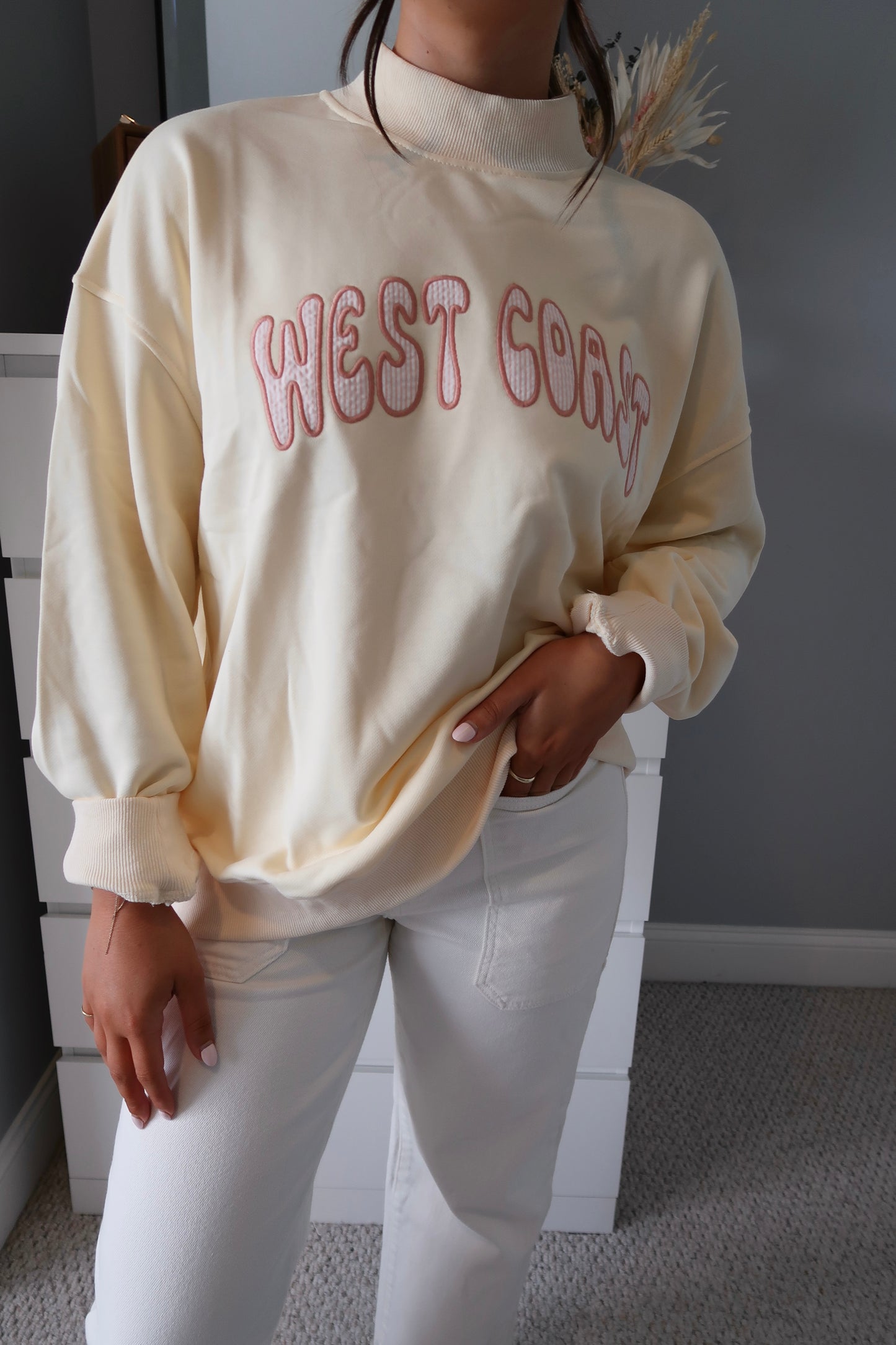 West Coast Mock Neck Sweatshirt - Yellow