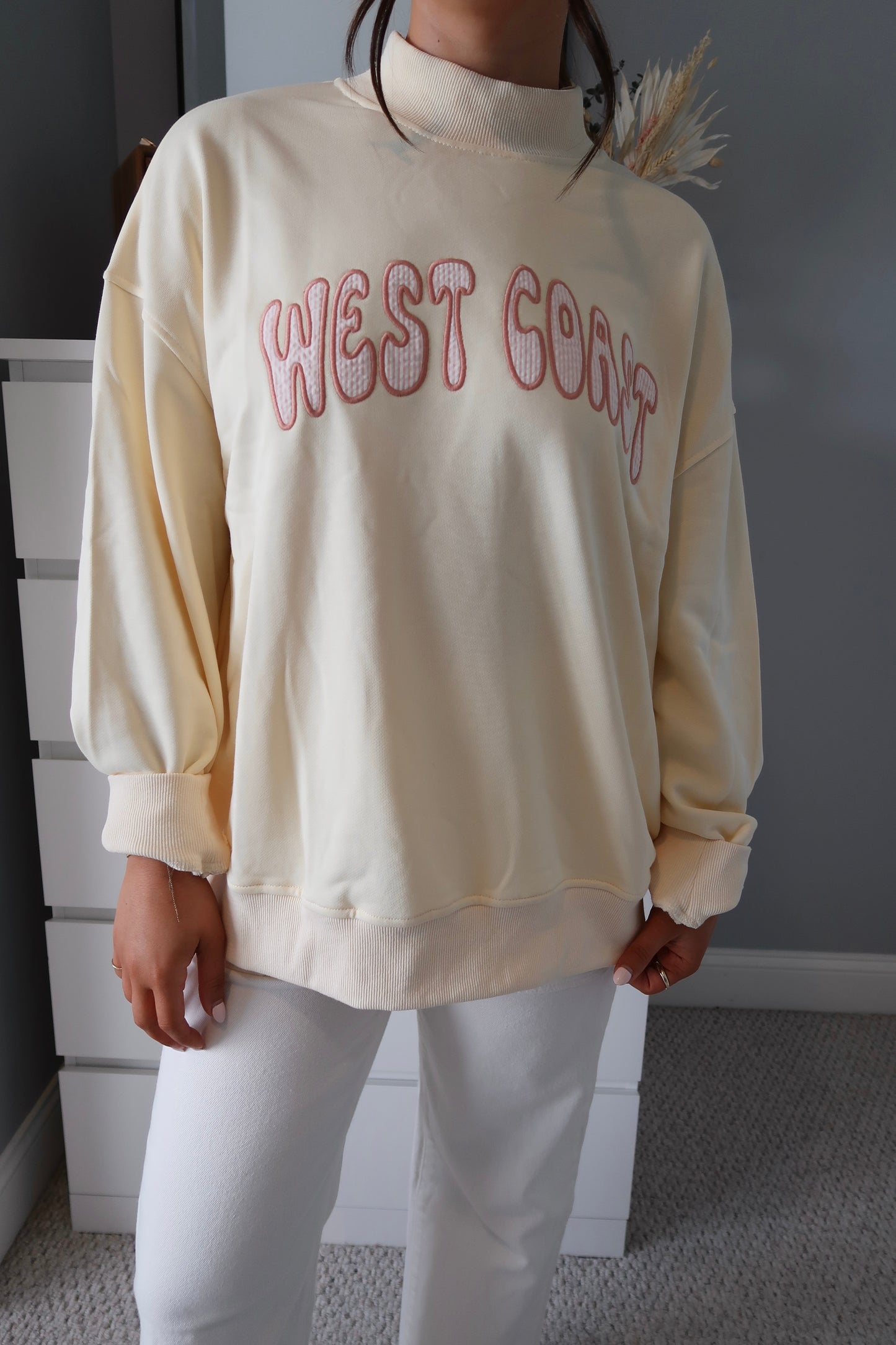 West Coast Mock Neck Sweatshirt - Yellow