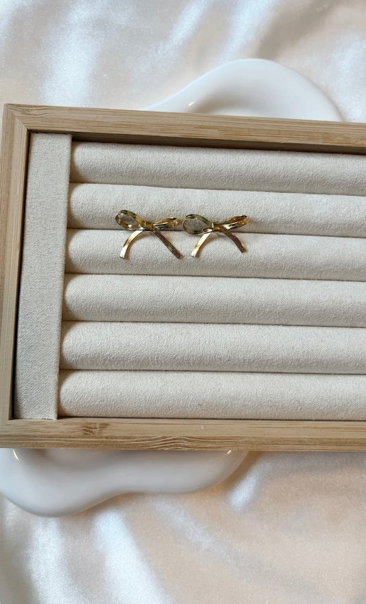 Gold Ribbon Bow Studs - 18k Gold Plated